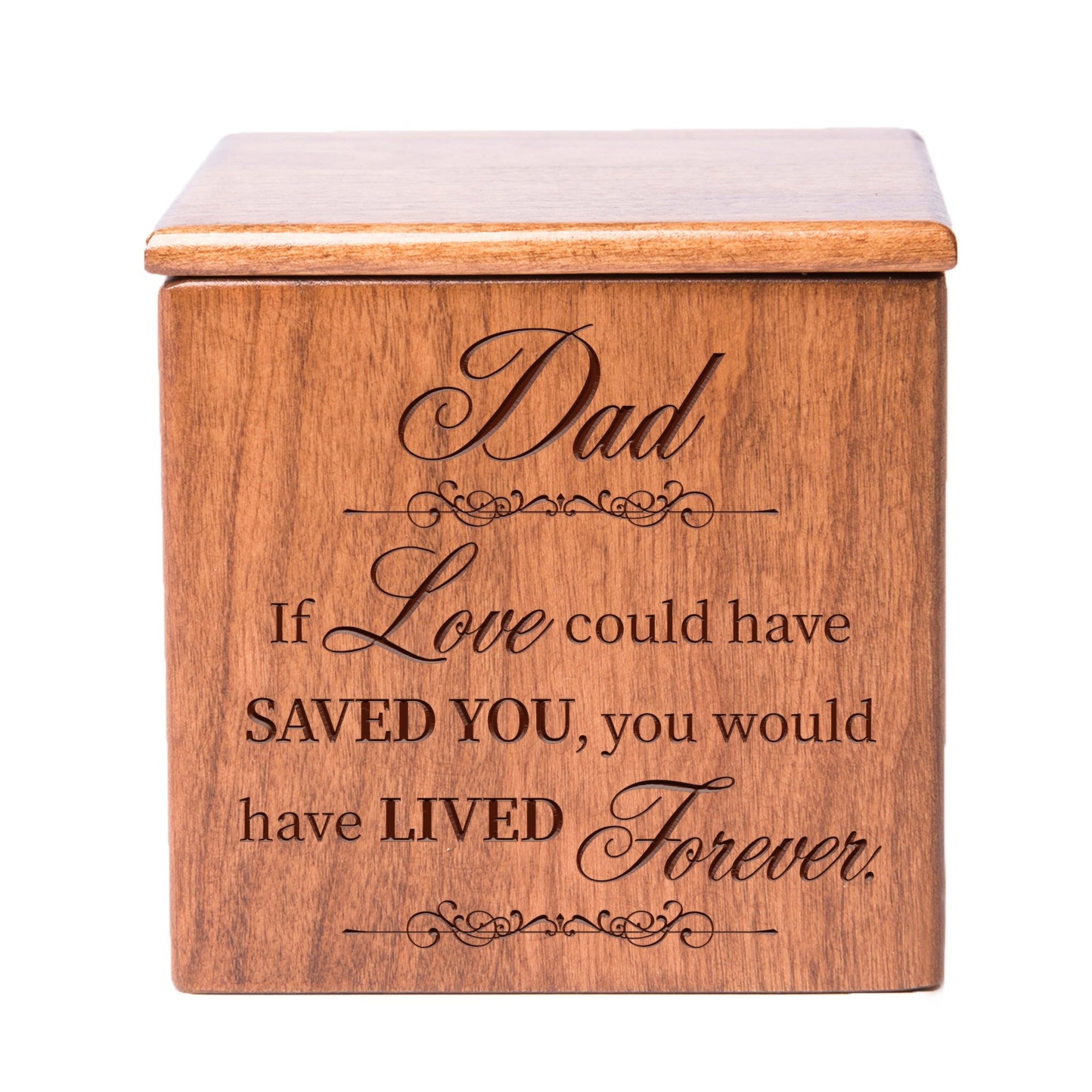 Unique Wooden Memorial Keepsake Urn Box for Dad's Ashes