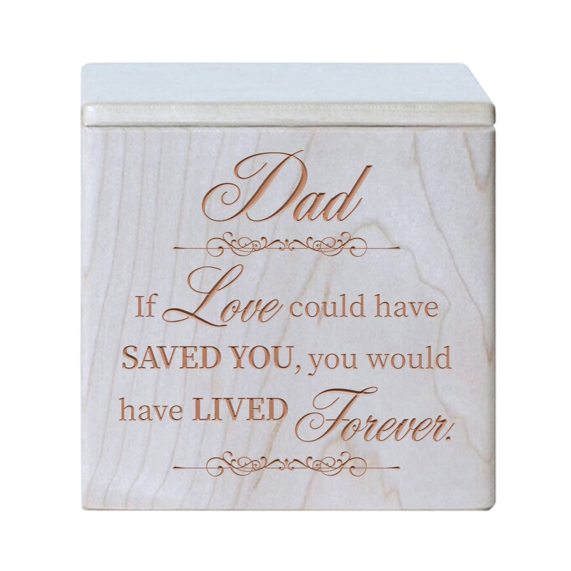 Unique Wooden Memorial Keepsake Urn Box for Dad's Ashes