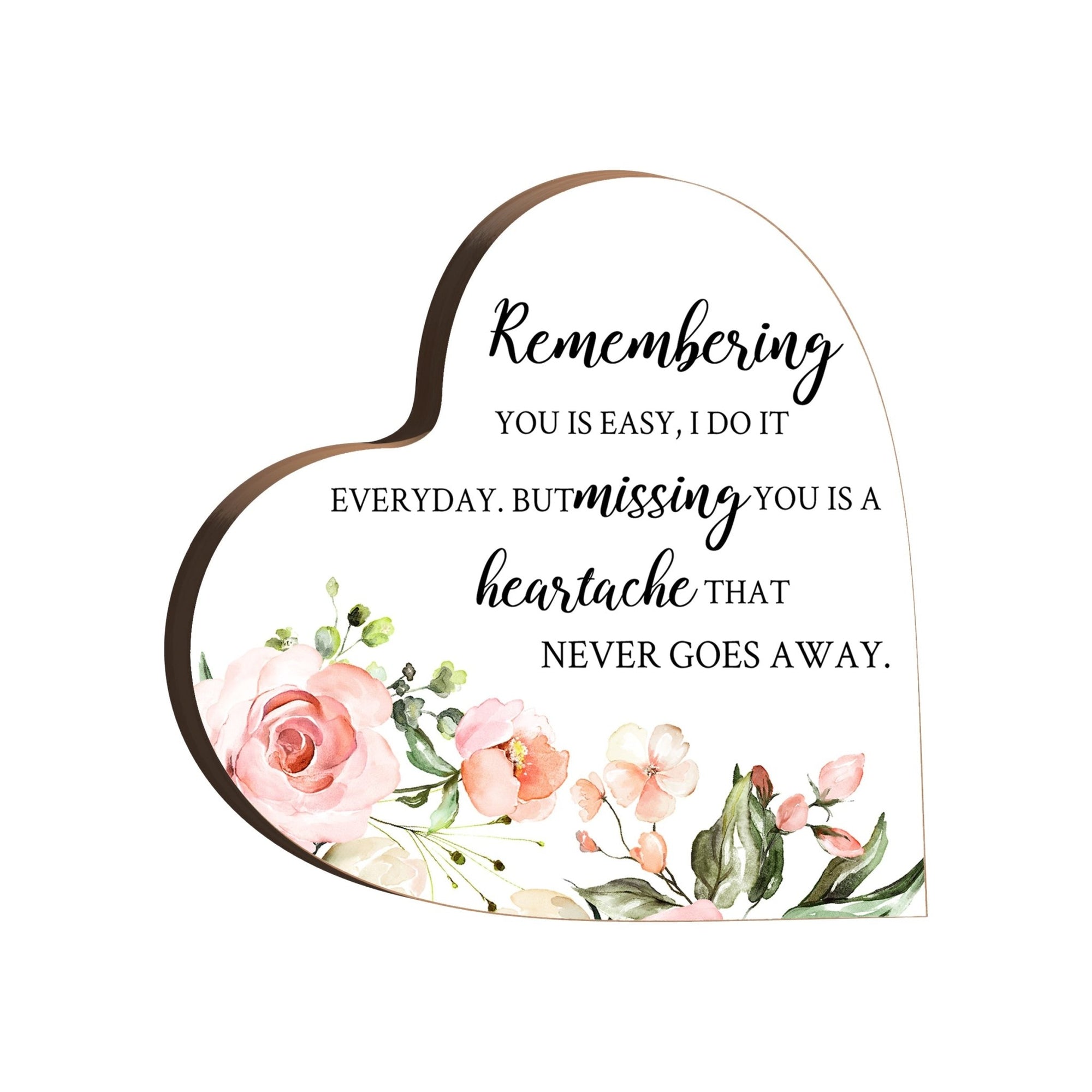 Wooden Memorial Heart Block Sign for Loss of Loved One - LifeSong Milestones