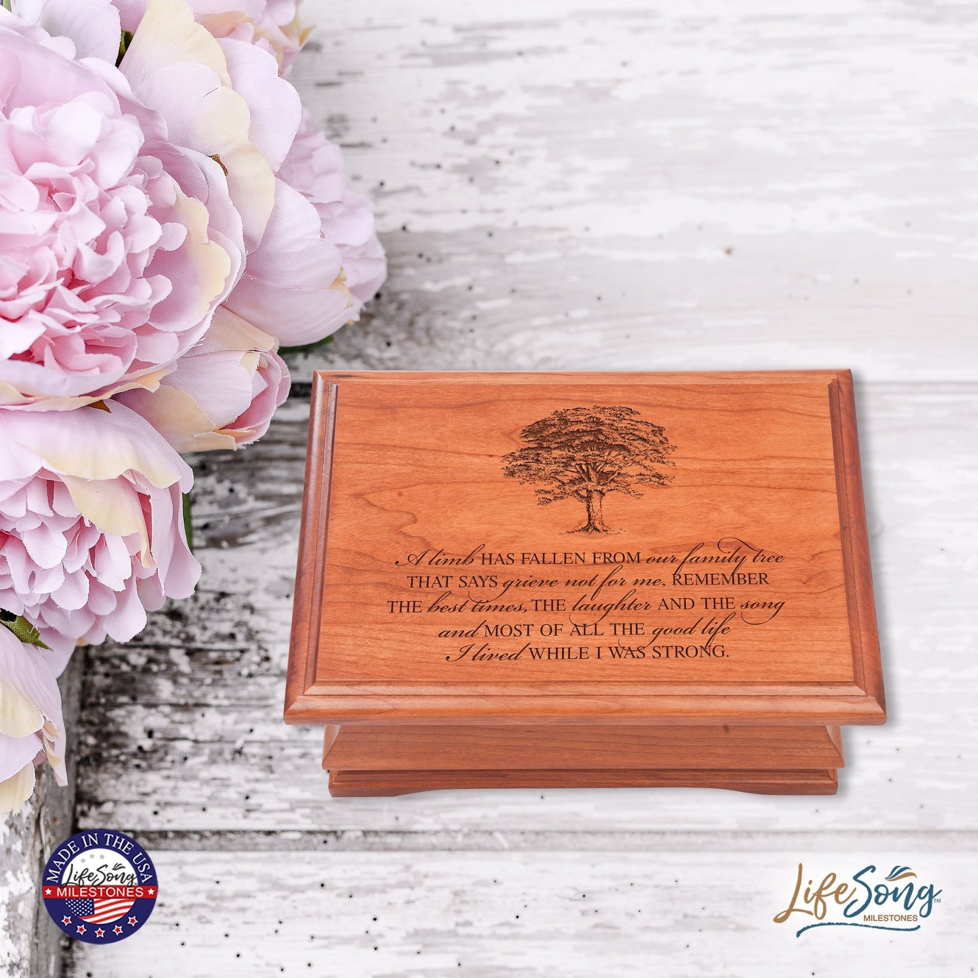 Wooden Memorial Jewelry Box Organizer 11.5x8.25 – A Limb Has Fallen - LifeSong Milestones