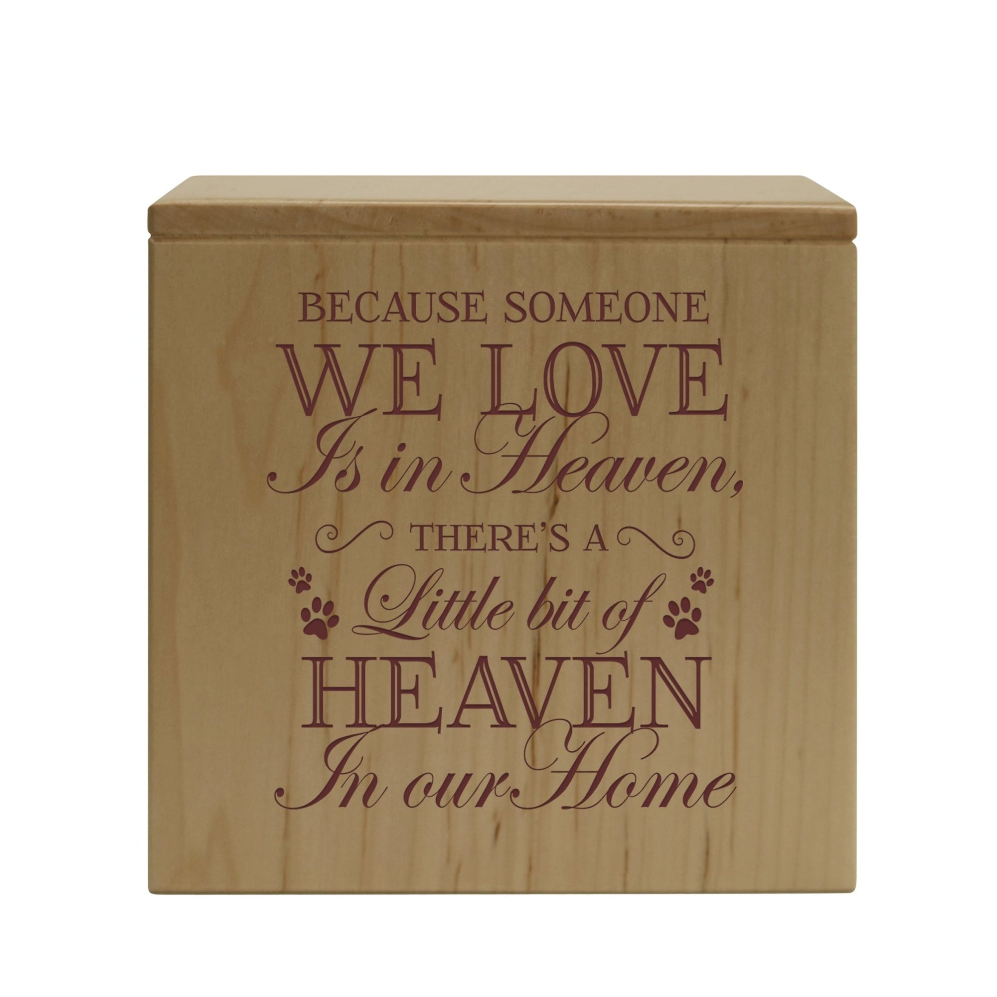 Engraved Wooden Memorial Keepsake Urn Box for Cherished Pets