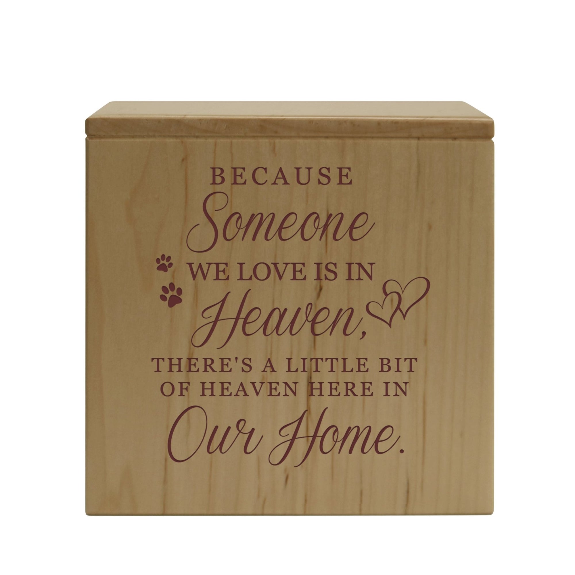 Engraved Wooden Memorial Keepsake Urn Box for Cherished Pets