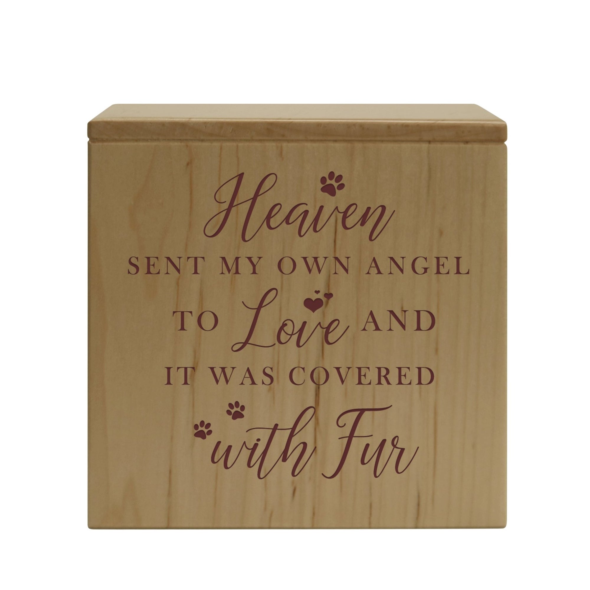 Engraved Wooden Memorial Keepsake Urn Box for Cherished Pets