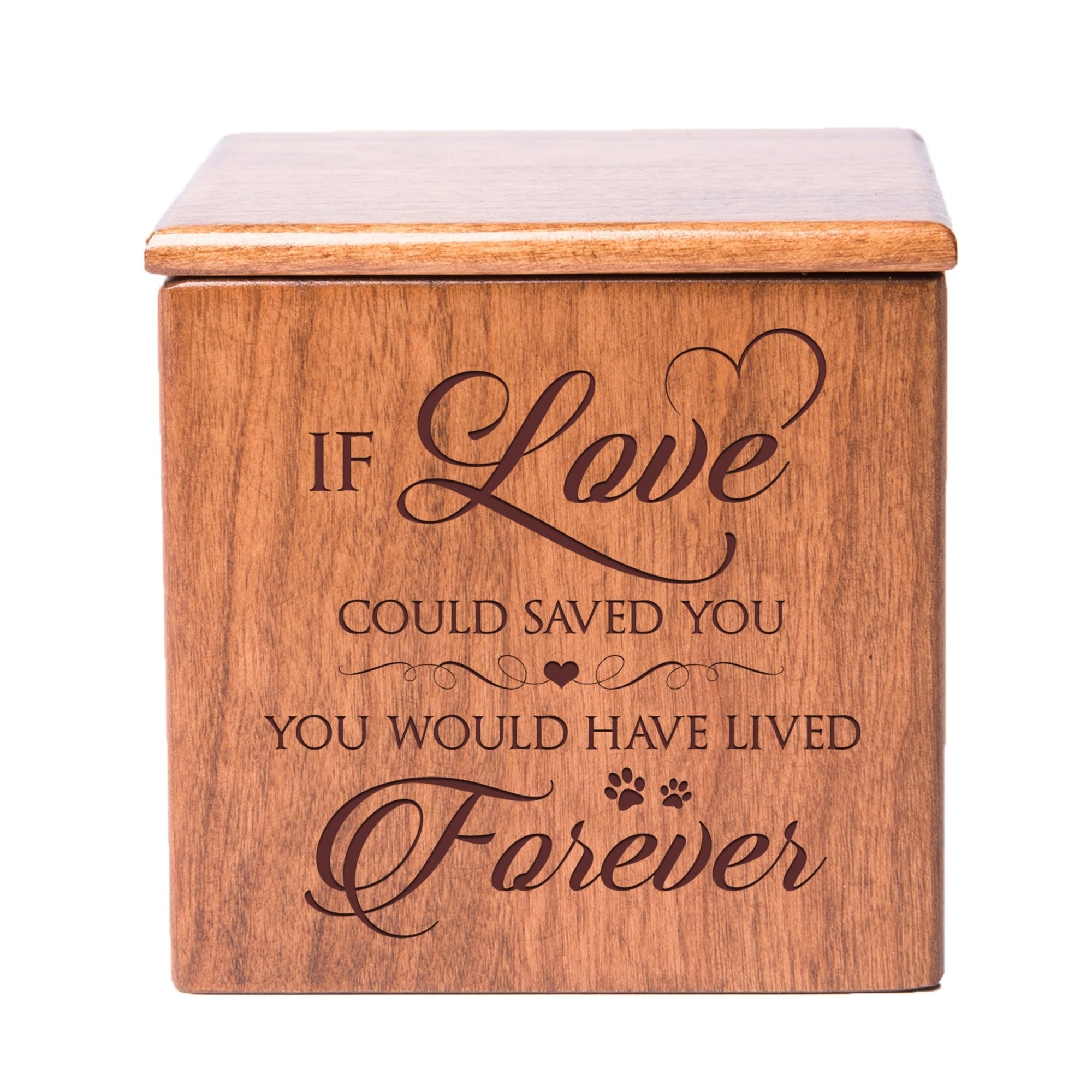 Engraved Wooden Tabletop Cremation Urn for Pet Memorials