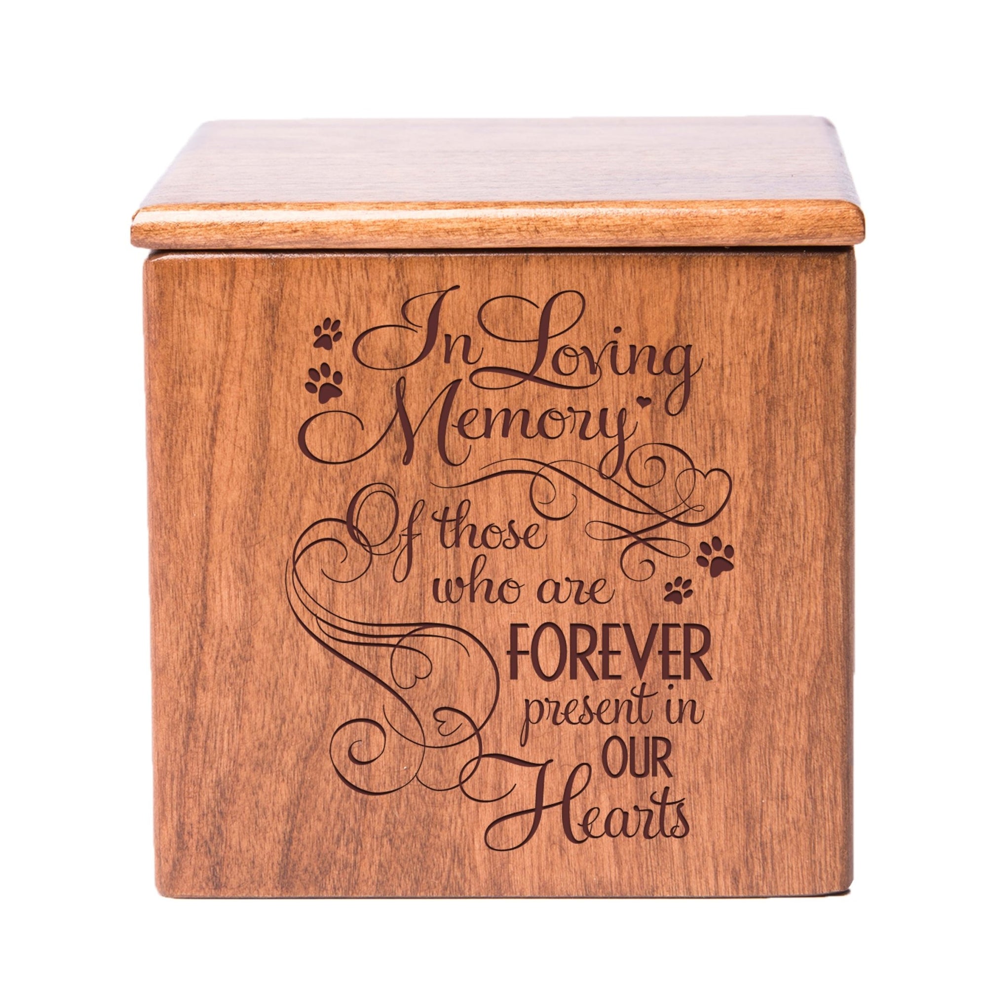Wooden Memorial Pet Cremation Urn Box - In Loving Memory - LifeSong Milestones