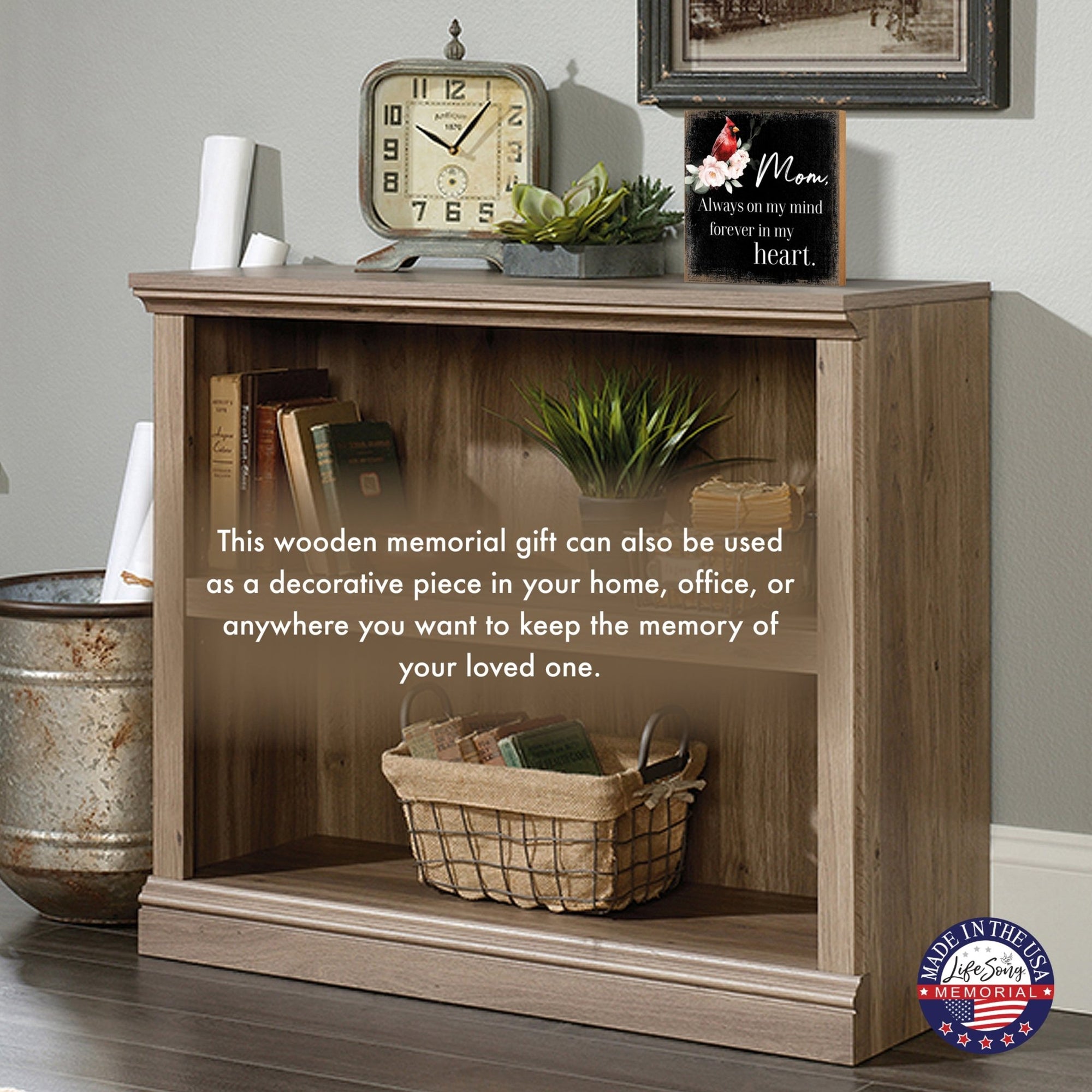 Wooden Memorial Shelf Décor and Tabletop Signs for Loss of Loved One - LifeSong Milestones