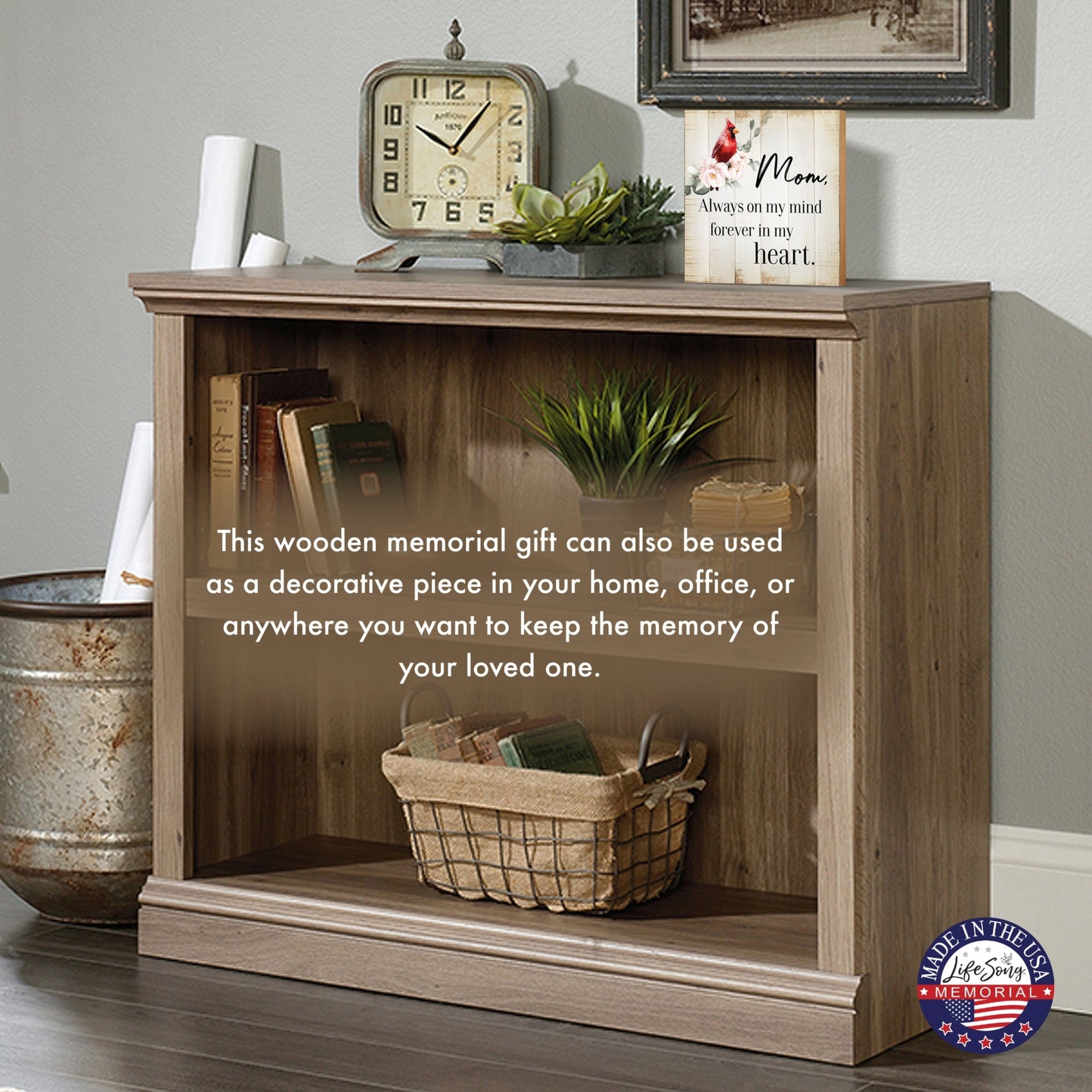 Wooden Memorial Shelf Décor and Tabletop Signs for Loss of Loved One - LifeSong Milestones