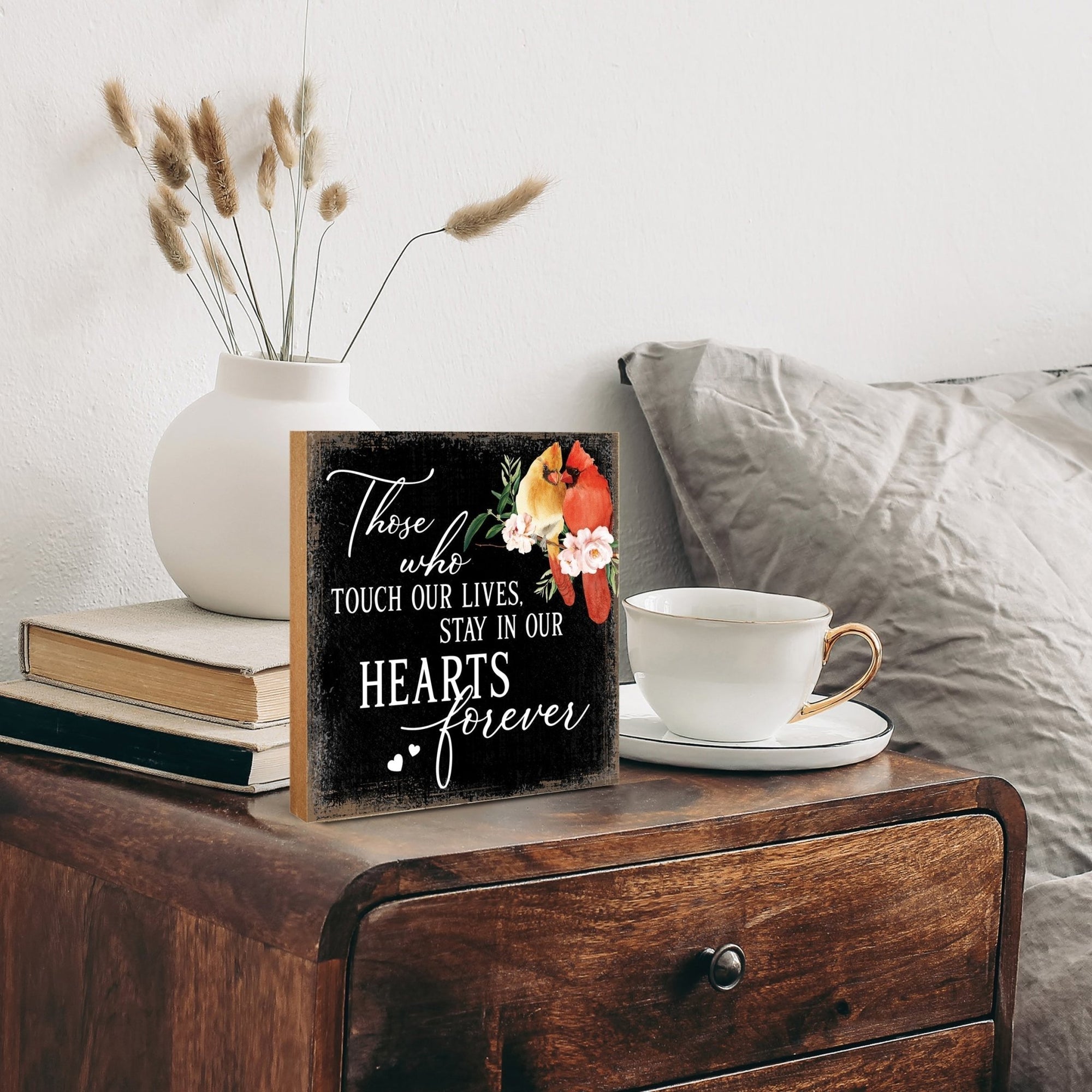 Wooden Memorial Shelf Décor and Tabletop Signs for Loss of Loved One - LifeSong Milestones