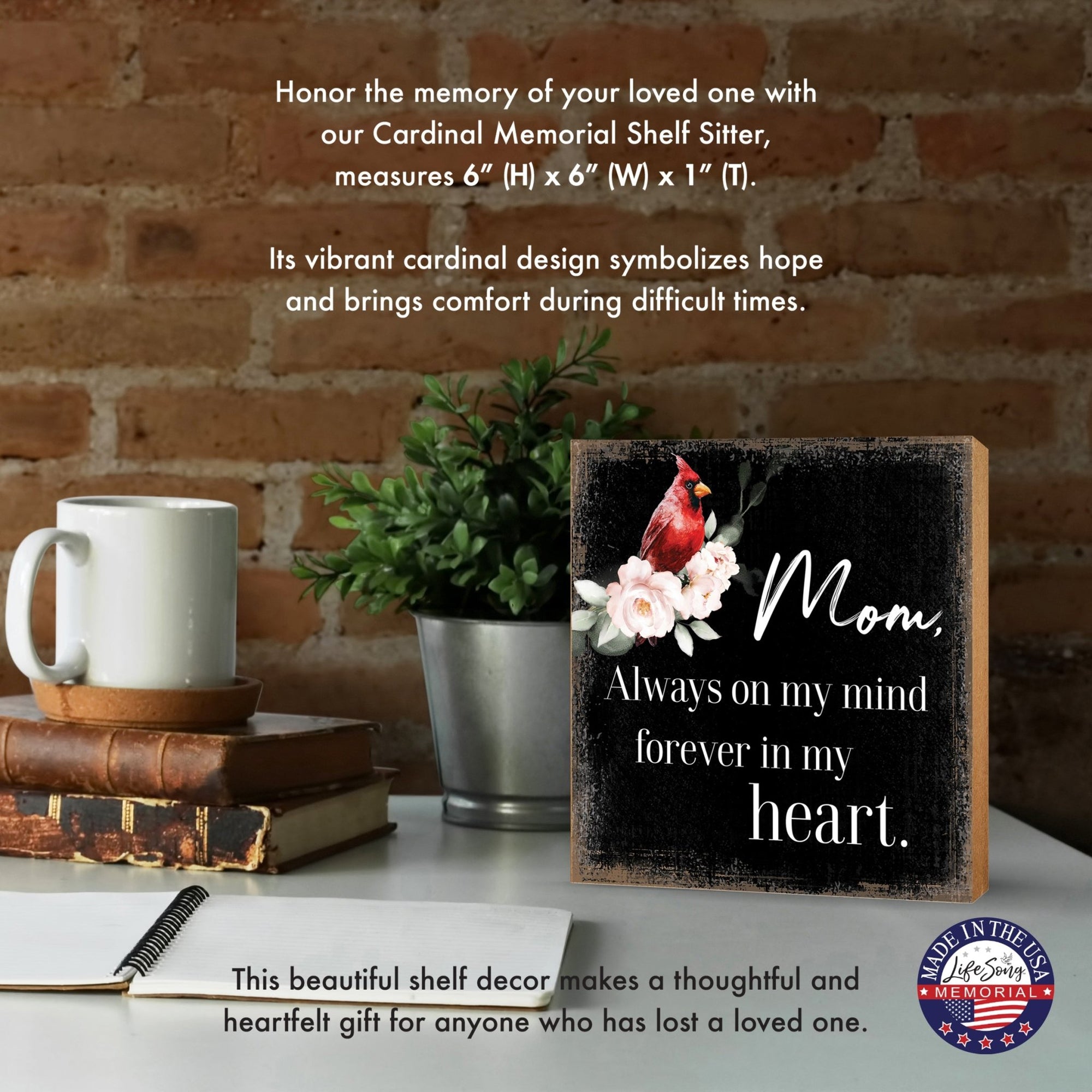 Wooden Memorial Shelf Décor and Tabletop Signs for Loss of Loved One - LifeSong Milestones