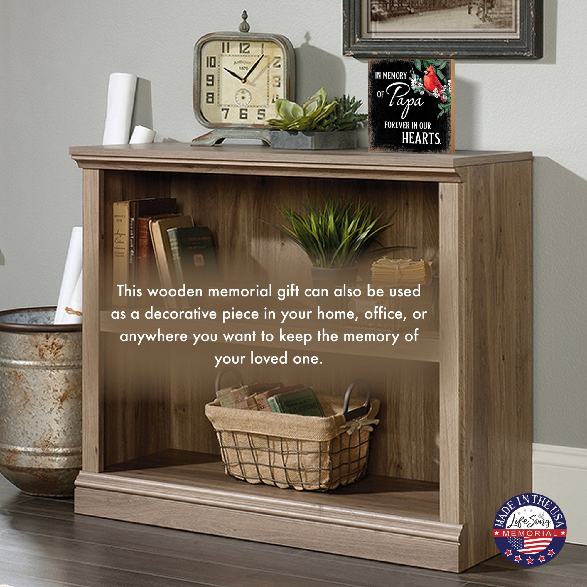 Wooden Memorial Shelf Décor and Tabletop Signs for Loss of Loved One - LifeSong Milestones