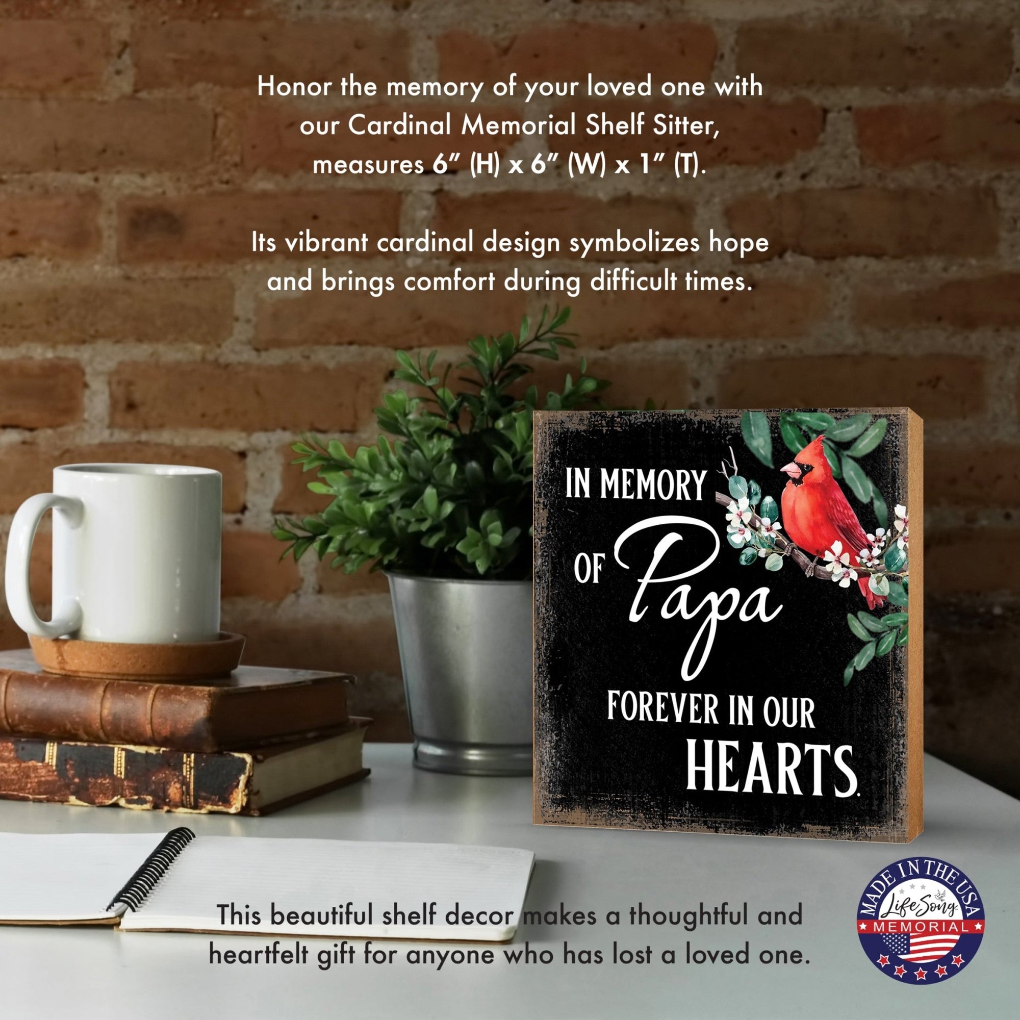 Wooden Memorial Shelf Décor and Tabletop Signs for Loss of Loved One - LifeSong Milestones