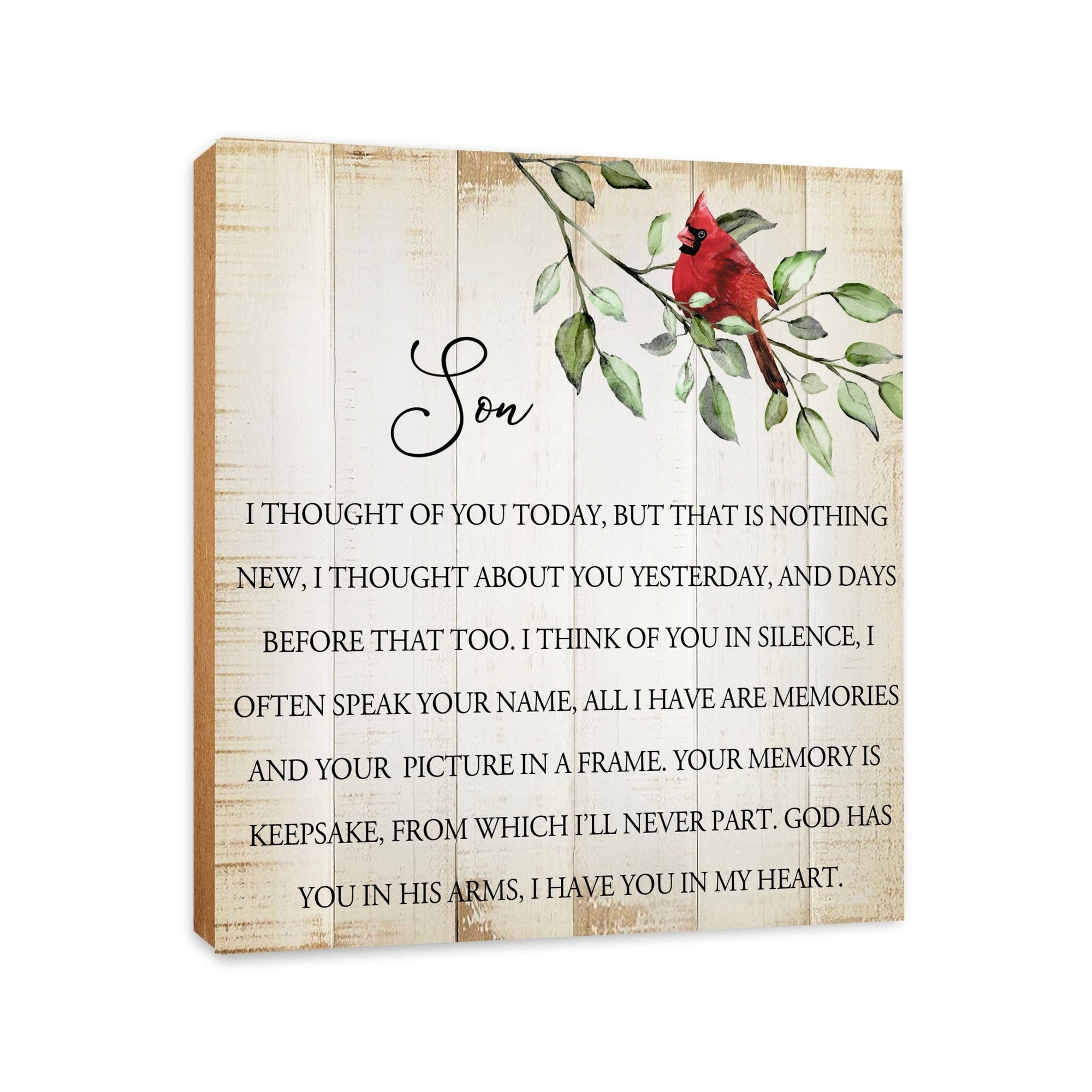 Wooden Memorial Shelf Décor and Tabletop Signs for Loss of Loved One - I Thought Of You - LifeSong Milestones