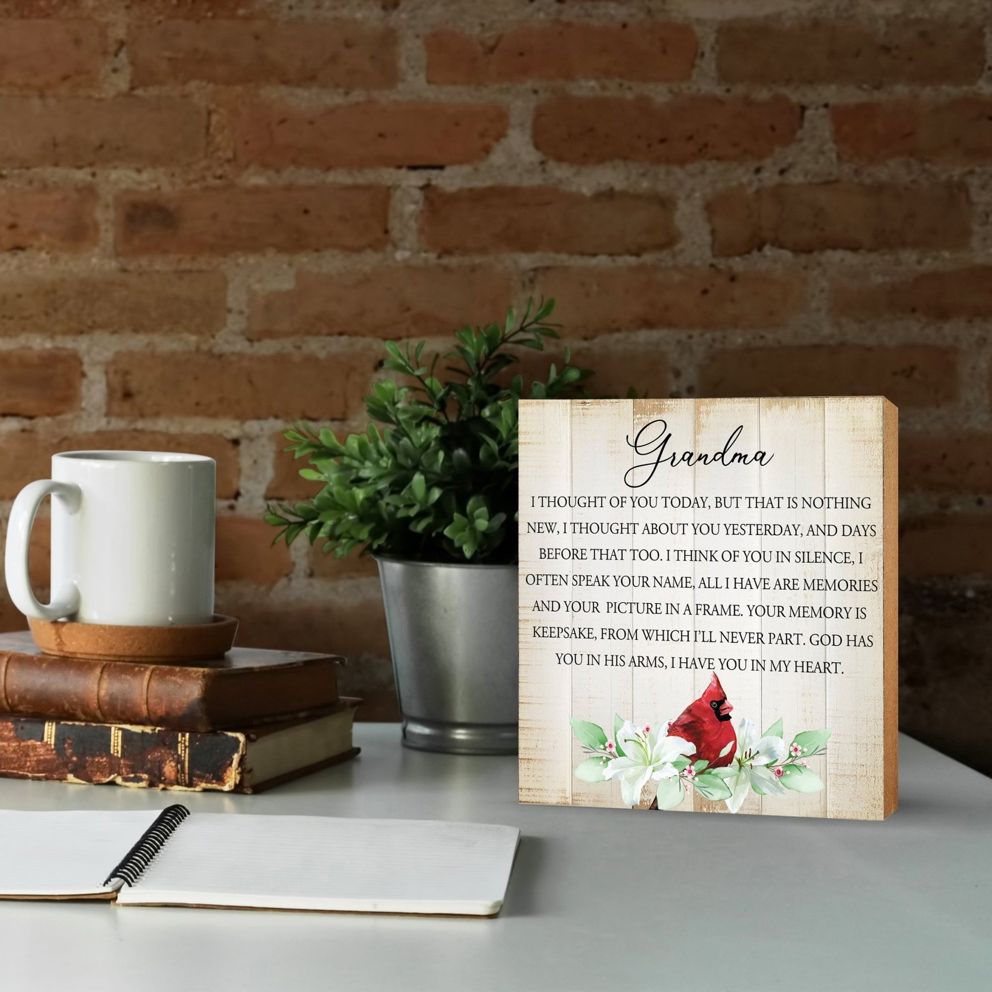 Wooden Memorial Shelf Décor and Tabletop Signs for Loss of Loved One - I Thought Of You - LifeSong Milestones