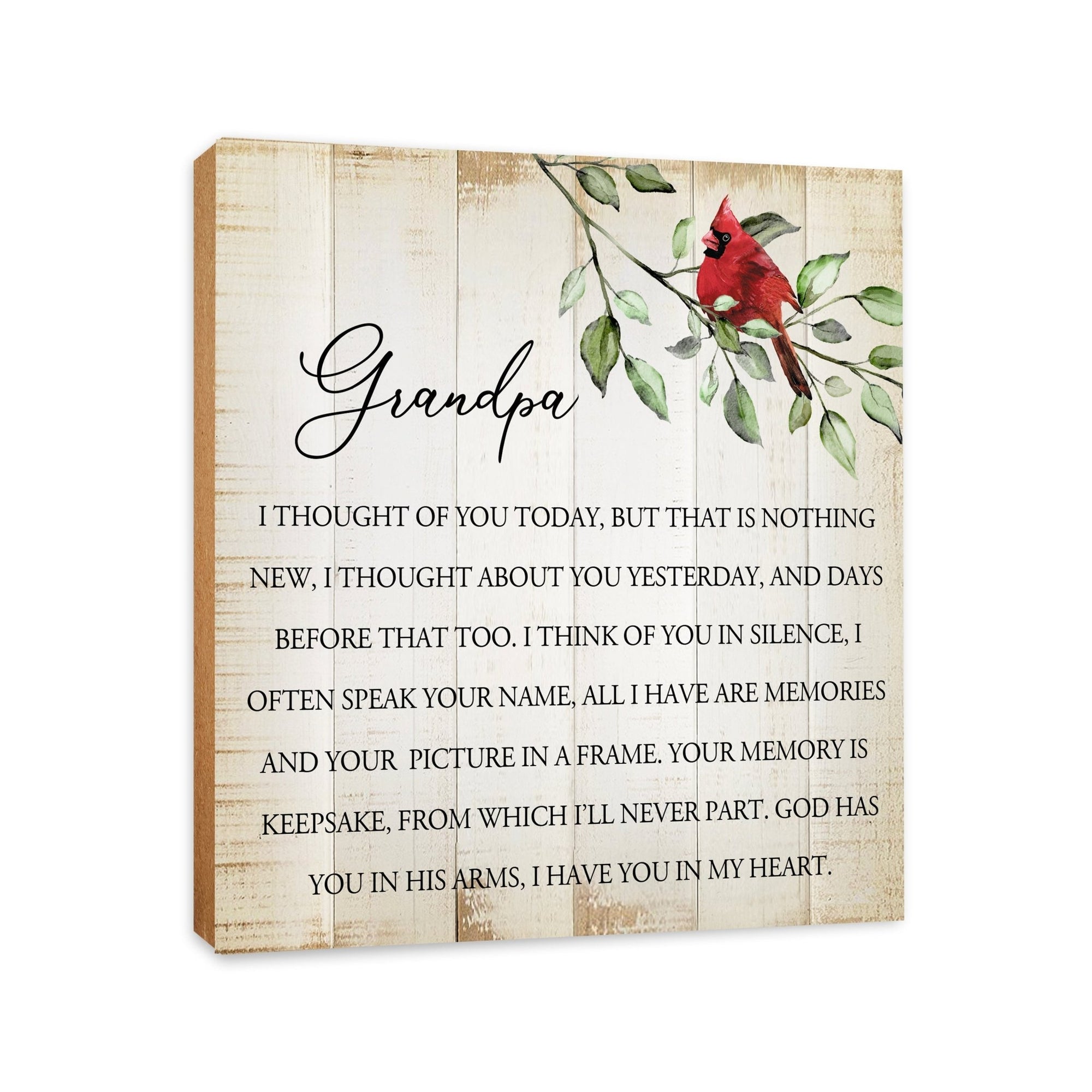 Wooden Memorial Shelf Décor and Tabletop Signs for Loss of Loved One - I Thought Of You - LifeSong Milestones