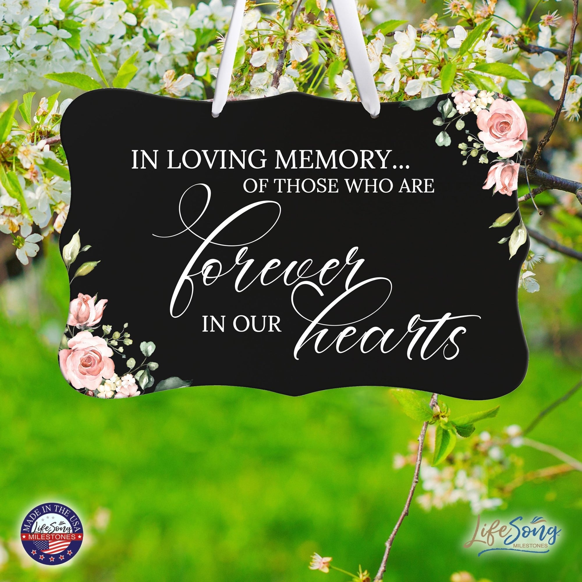 Wooden Memorial Wall Sign Hanging Decor 8x12 for Loss of Loved One - In Loving Memory - LifeSong Milestones