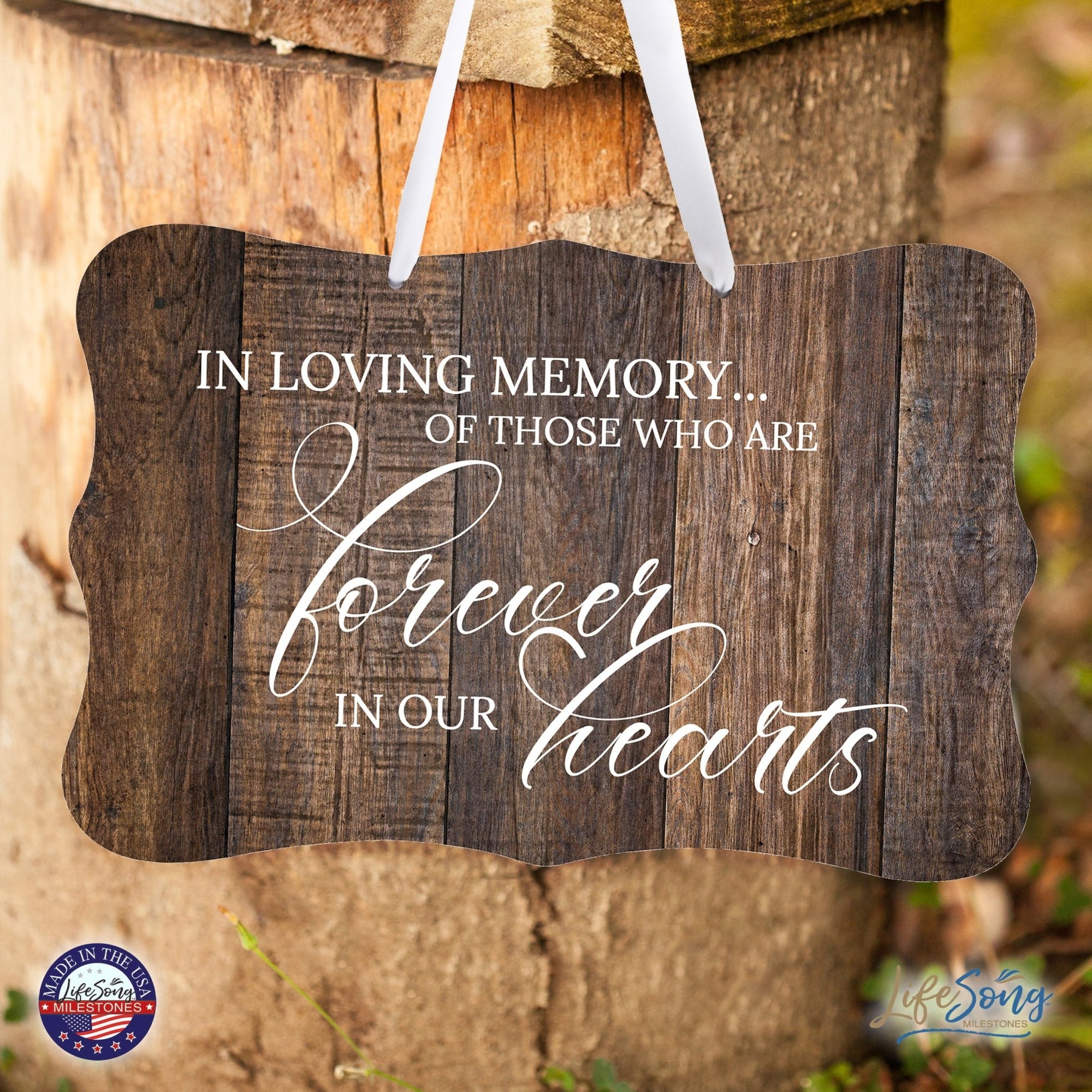 Wooden Memorial Wall Sign Hanging Decor 8x12 for Loss of Loved One - In Loving Memory - LifeSong Milestones