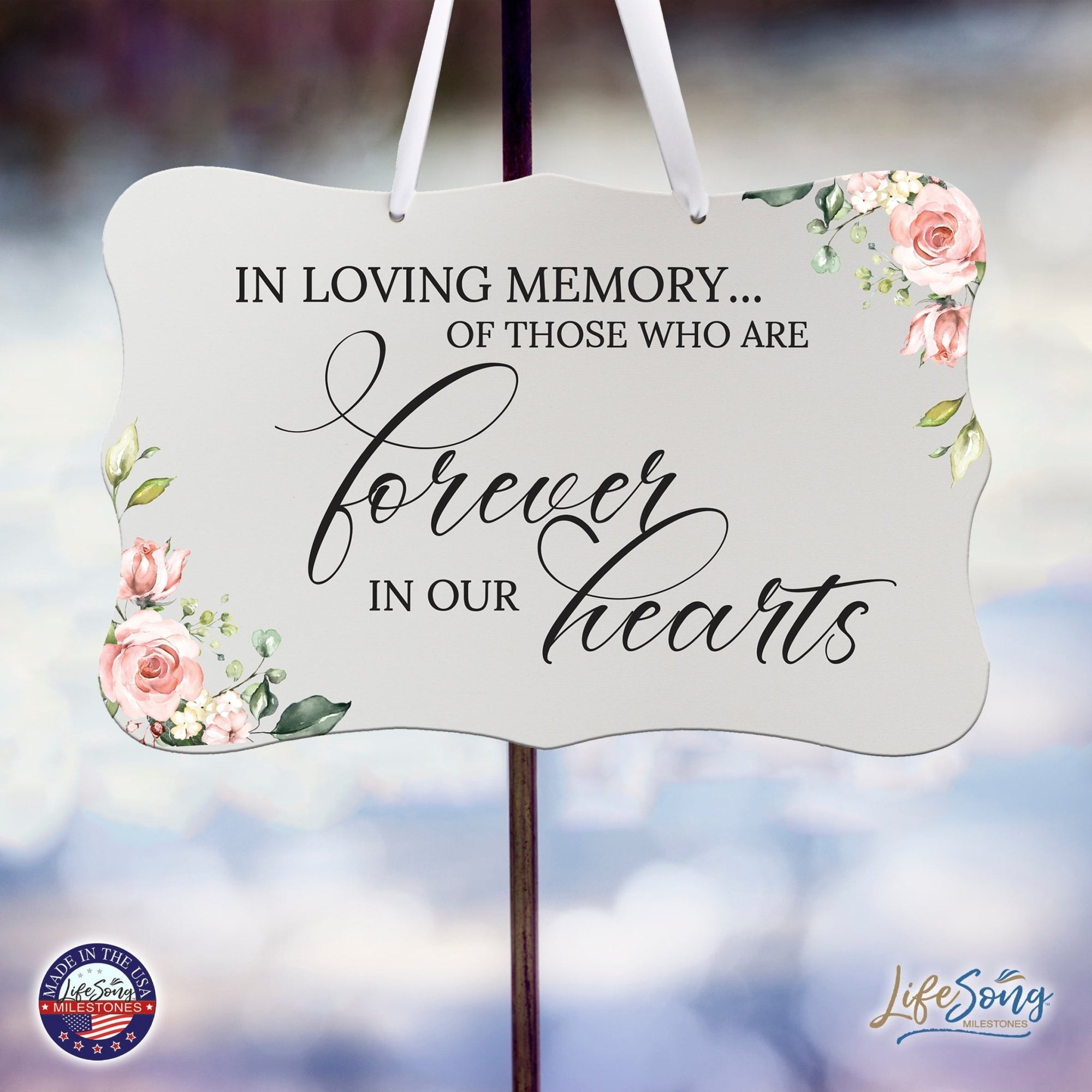 Wooden Memorial Wall Sign Hanging Decor 8x12 for Loss of Loved One - In Loving Memory - LifeSong Milestones