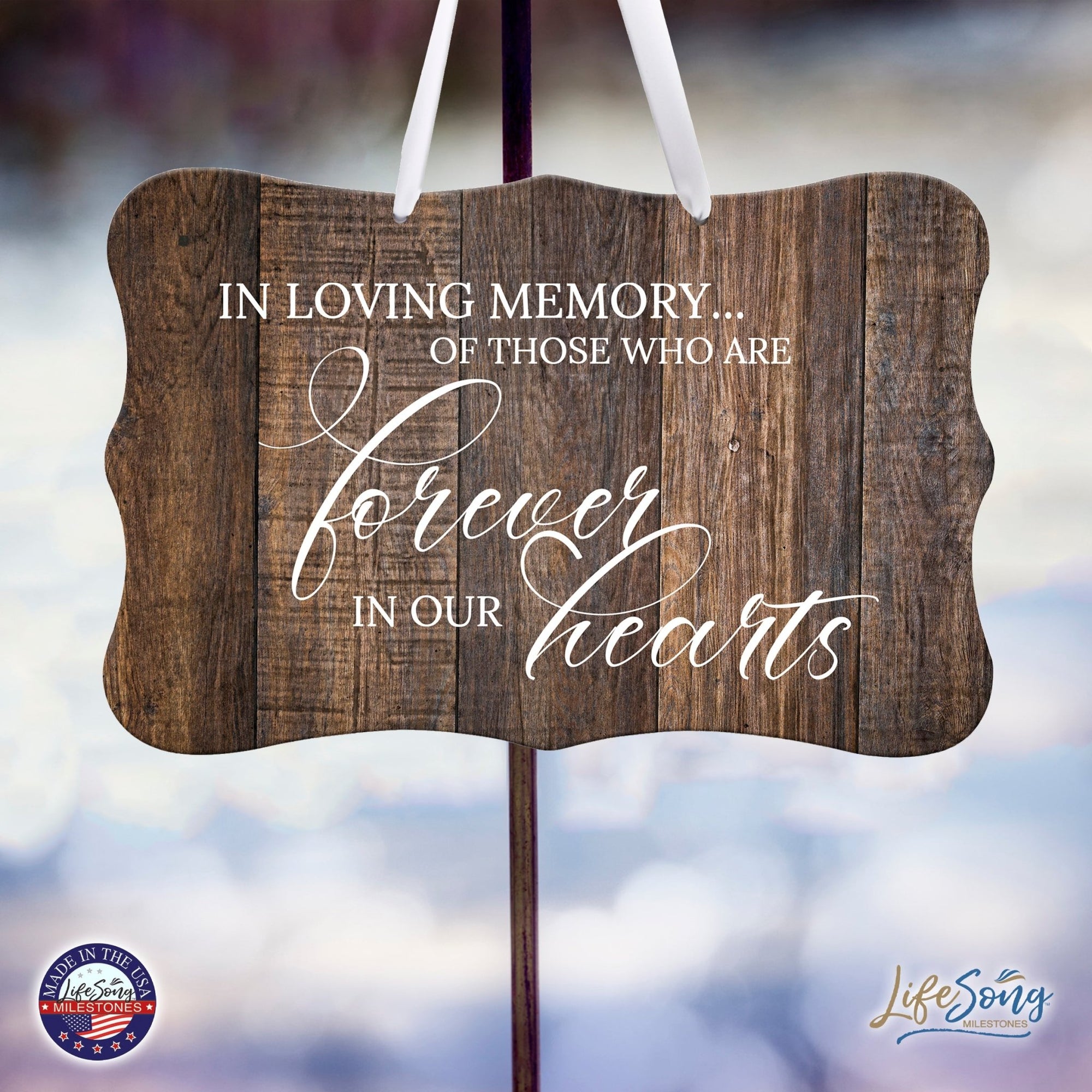 Wooden Memorial Wall Sign Hanging Decor 8x12 for Loss of Loved One - In Loving Memory - LifeSong Milestones