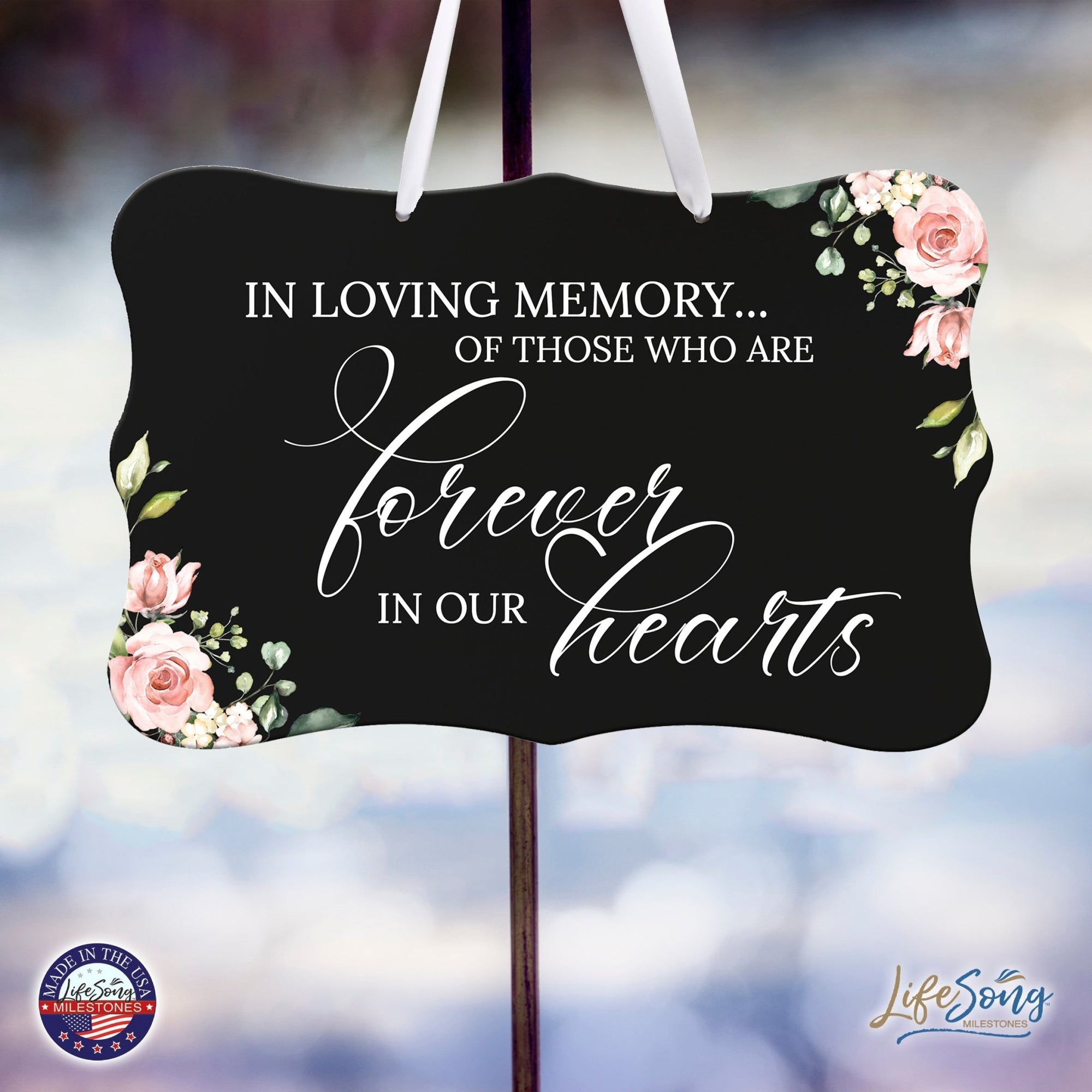 Wooden Memorial Wall Sign Hanging Decor 8x12 for Loss of Loved One - In Loving Memory - LifeSong Milestones