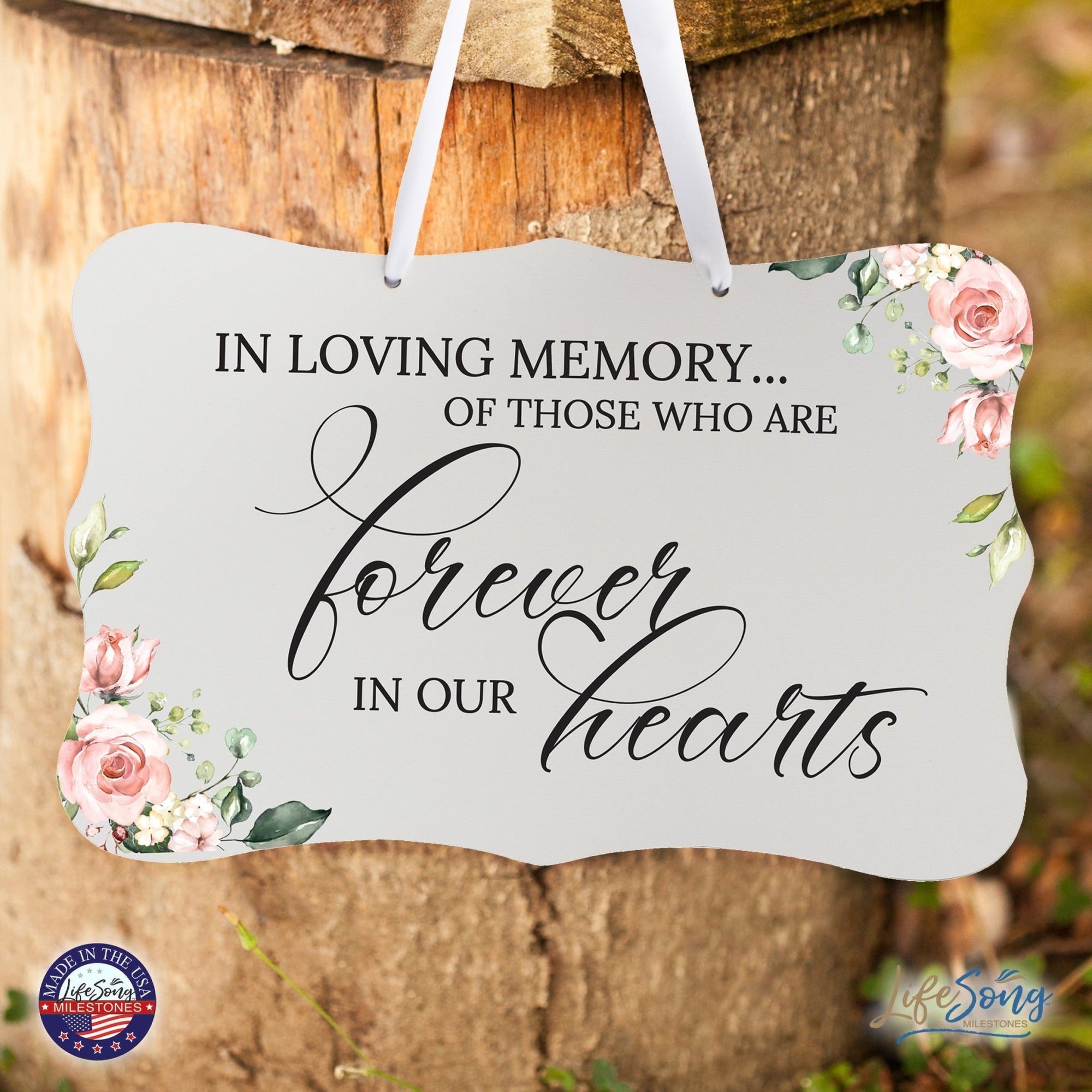 Wooden Memorial Wall Sign Hanging Decor 8x12 for Loss of Loved One - In Loving Memory - LifeSong Milestones