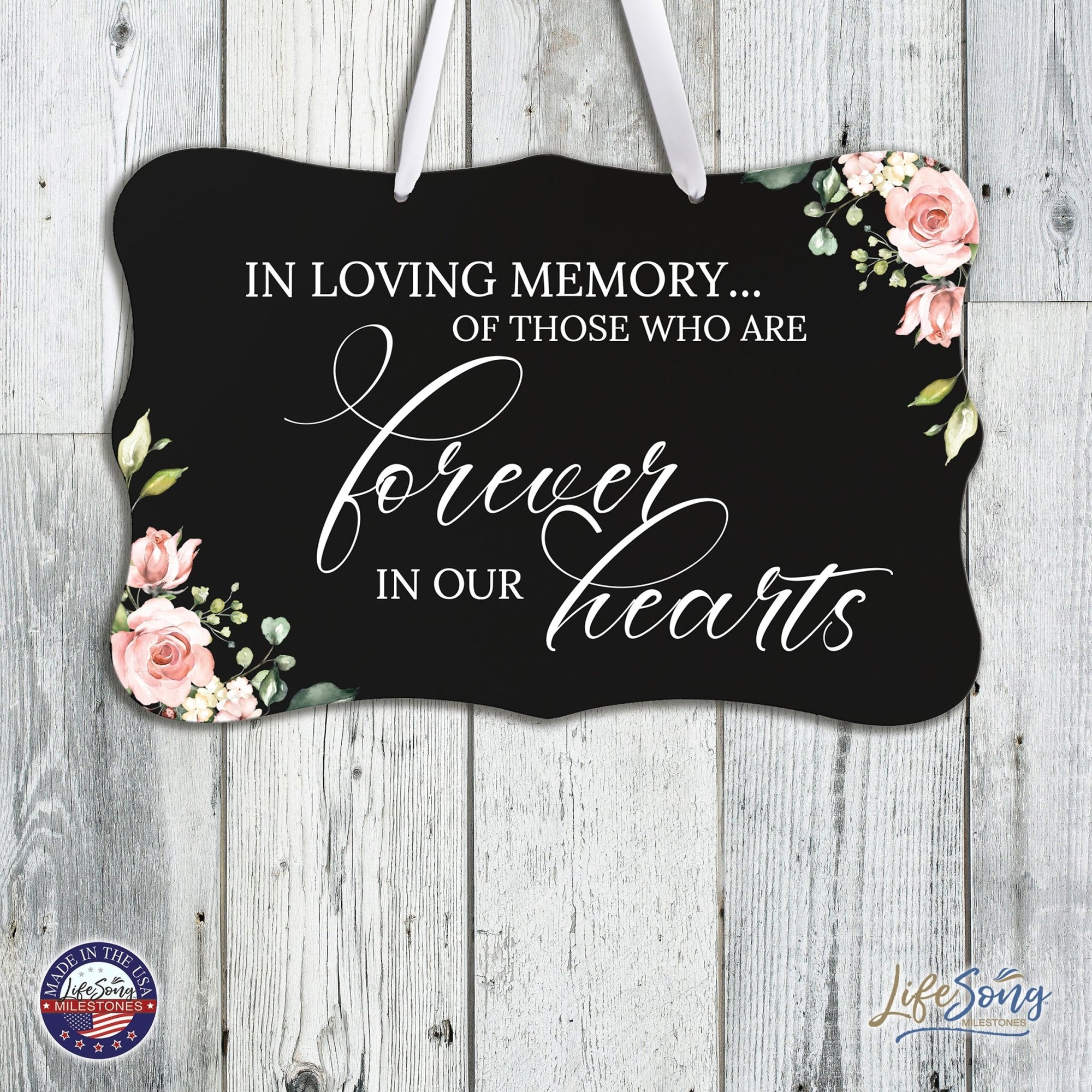 Wooden Memorial Wall Sign Hanging Decor 8x12 for Loss of Loved One - In Loving Memory - LifeSong Milestones