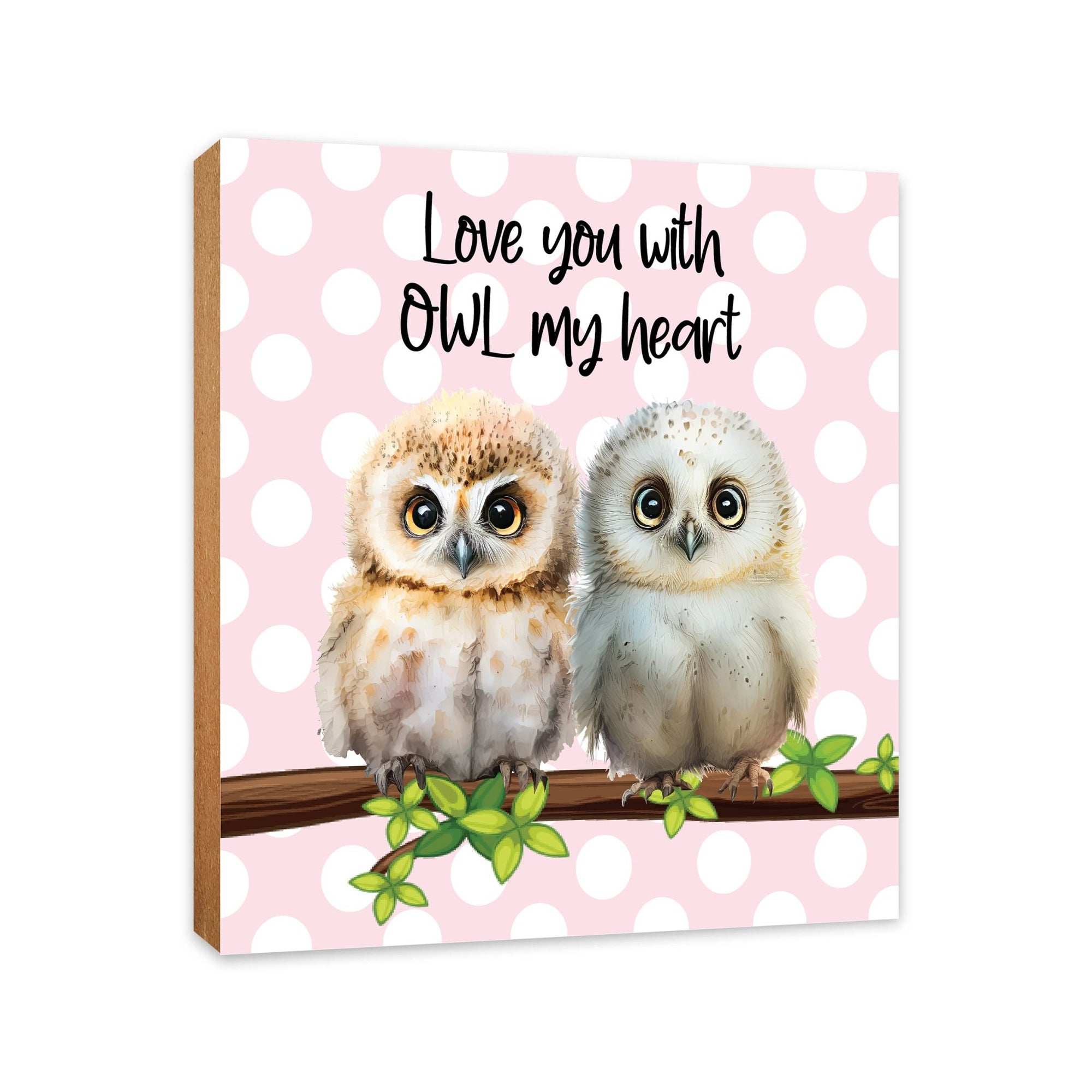 Wooden Plaque 6x6 Art Sign |Owl Collection Table and Shelf Decor Valentines Gift Ideas - LifeSong Milestones