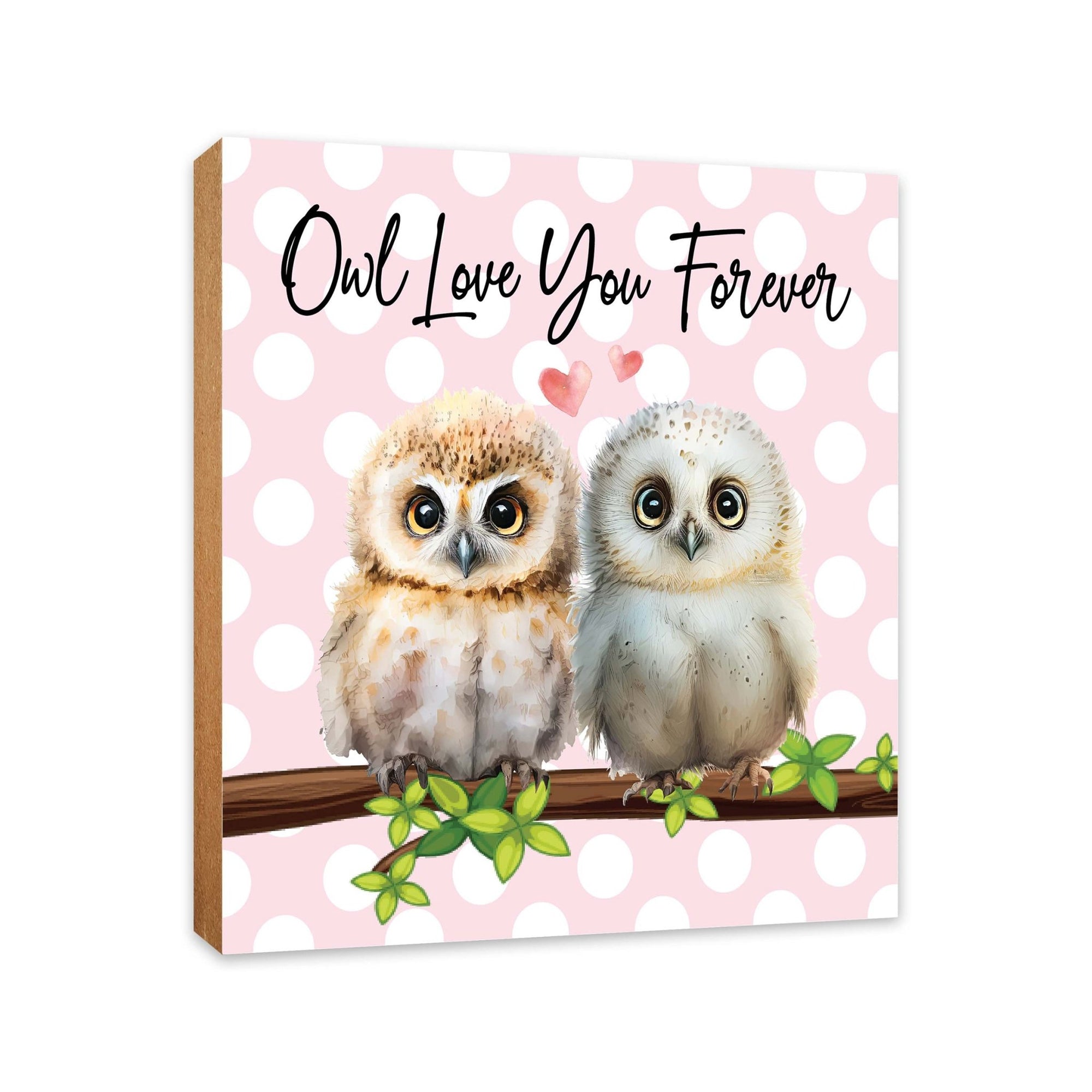 Wooden Plaque 6x6 Art Sign |Owl Collection Table and Shelf Decor Valentines Gift Ideas - LifeSong Milestones