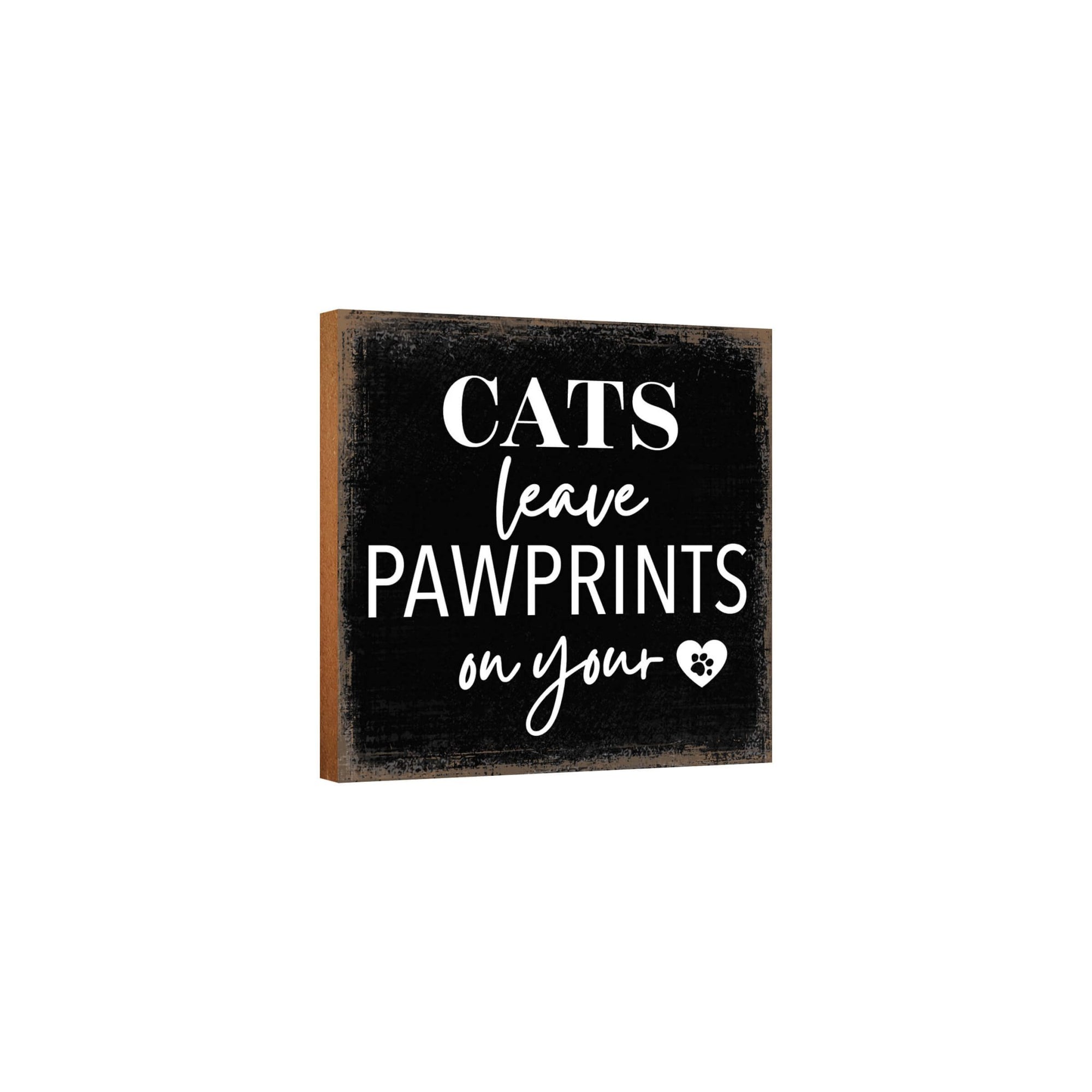 Wooden Shelf Decor and Tabletop Signs with Pet Verses - Cats Leave Pawprints - LifeSong Milestones