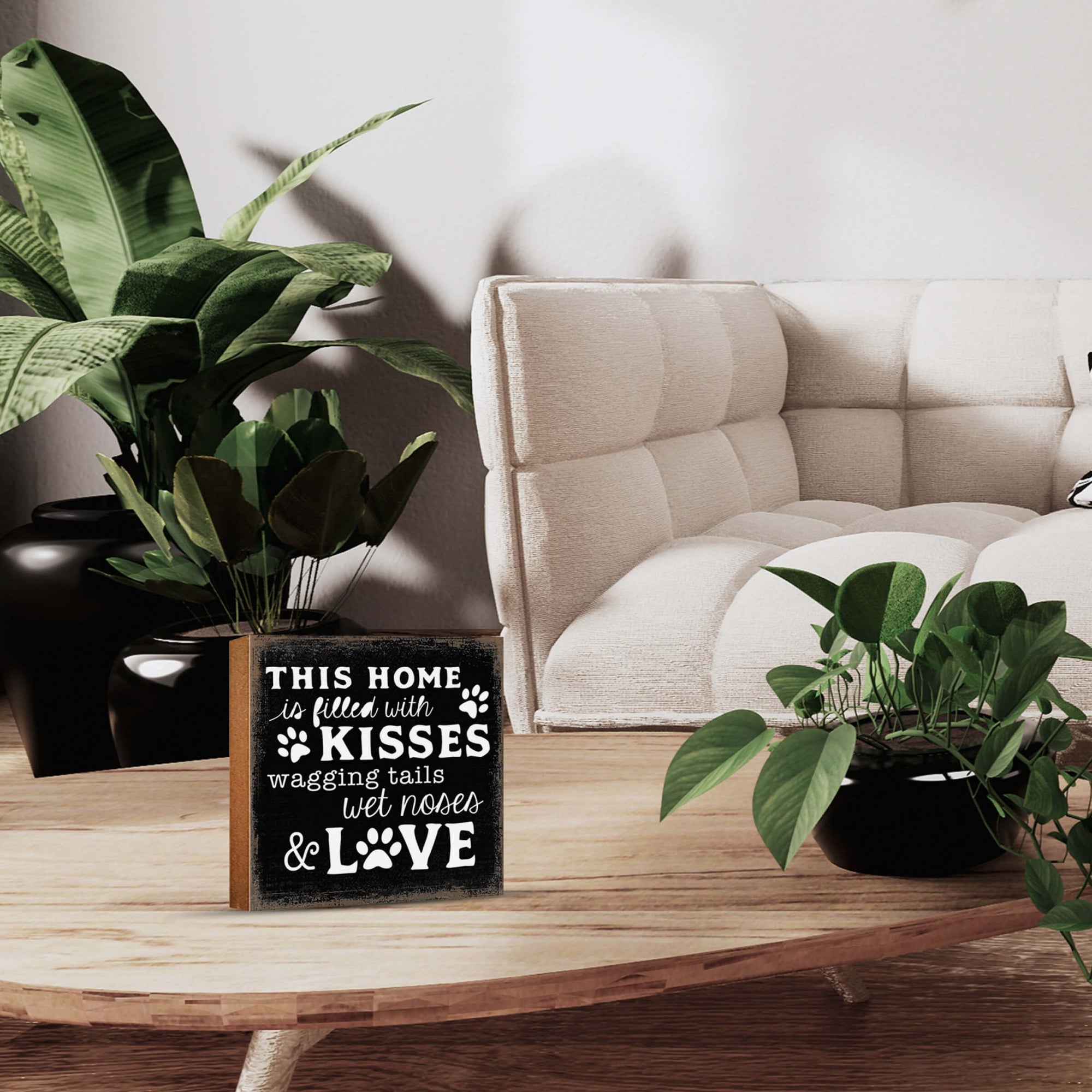 Wooden Shelf Decor and Tabletop Signs with Pet Verses - Filled With Kisses - LifeSong Milestones