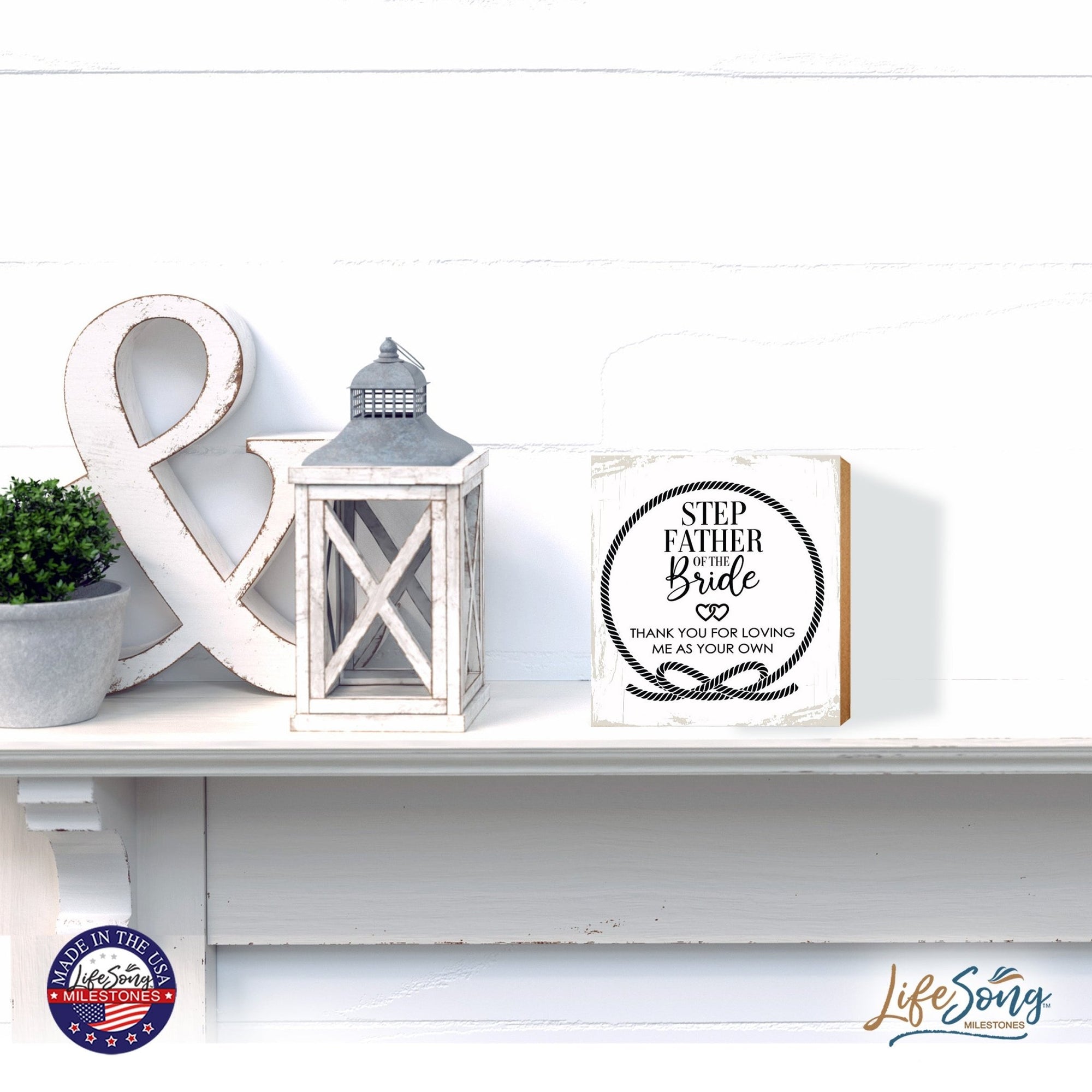 Wooden Tabletop and Shelf Décor Gift for Stepdad - LifeSong Milestones