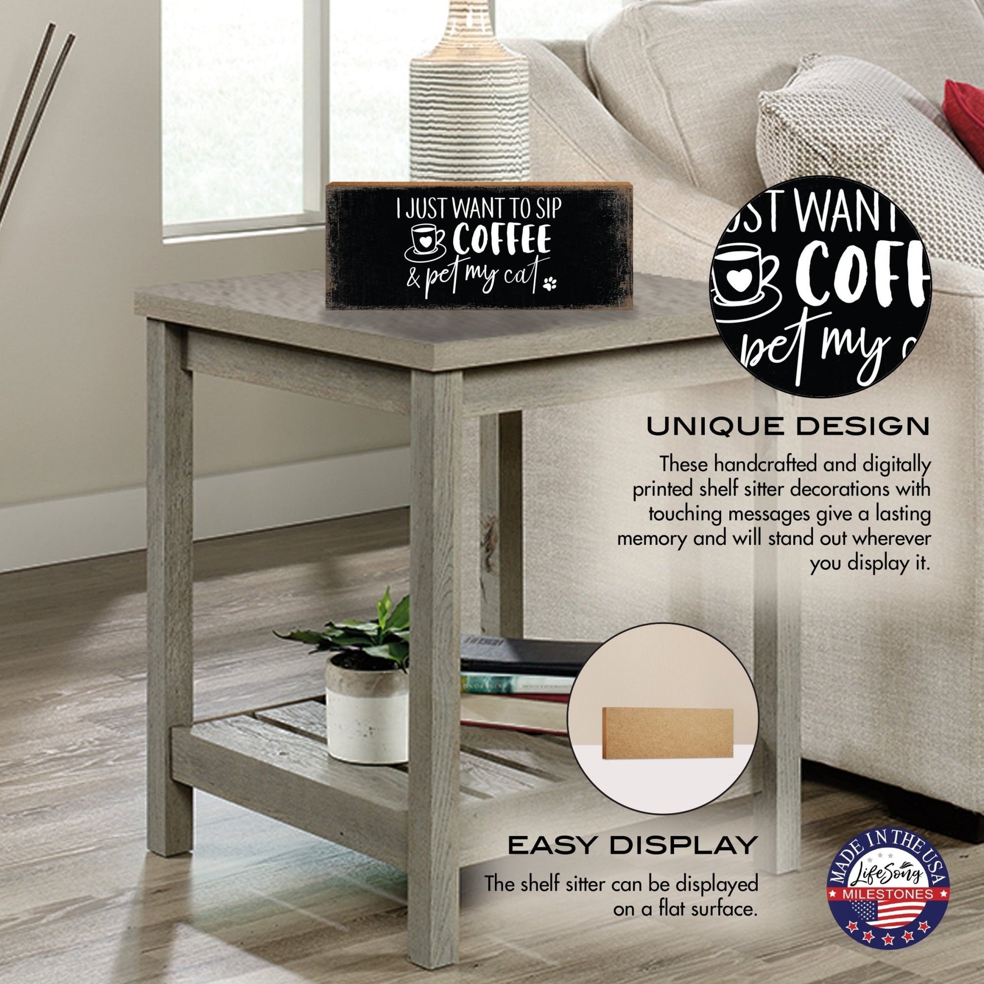 Wooden Unique Pet Shelf Décor and Tabletop Signs - LifeSong Milestones