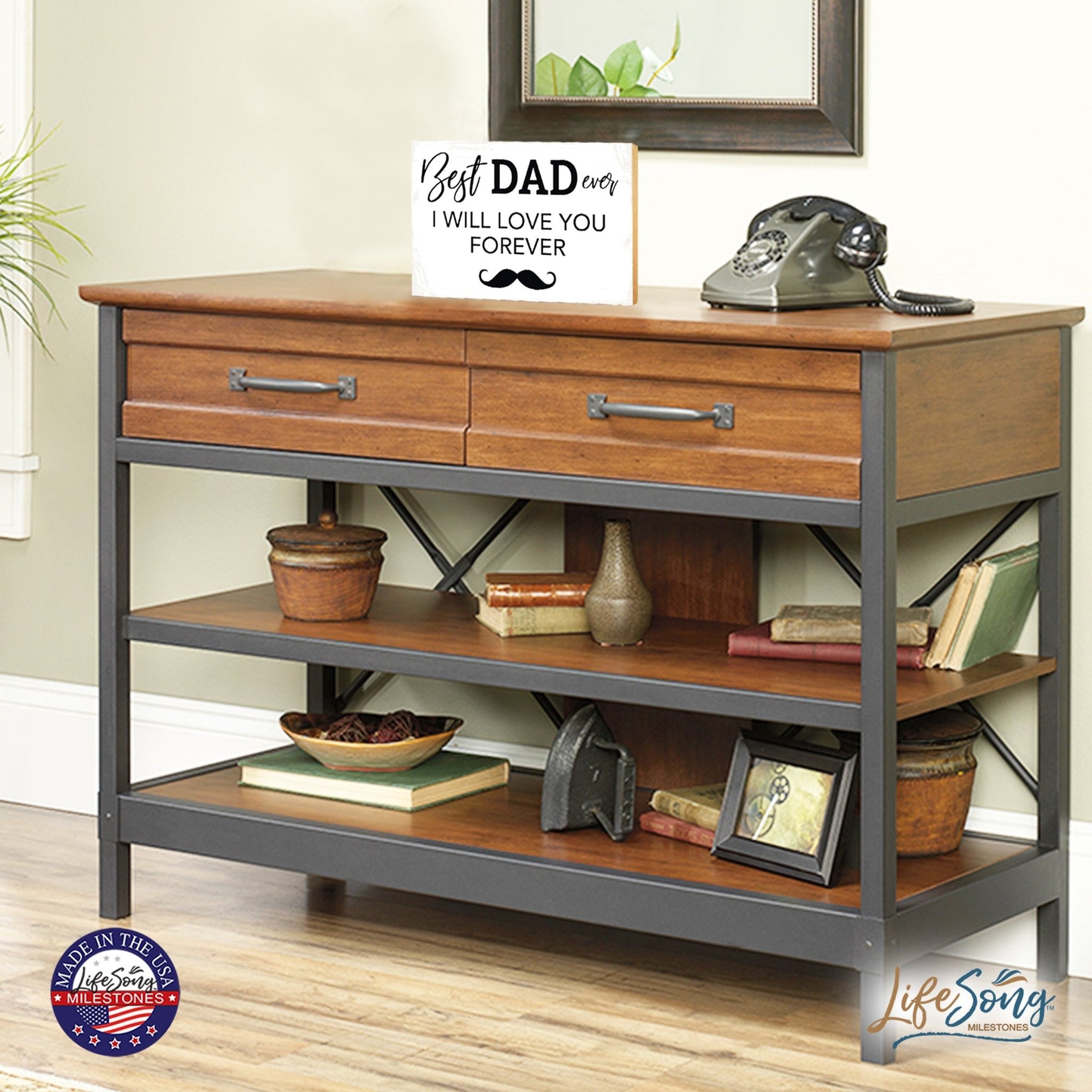 Wooden Unique Shelf Décor and Table top Gift for Dad - LifeSong Milestones