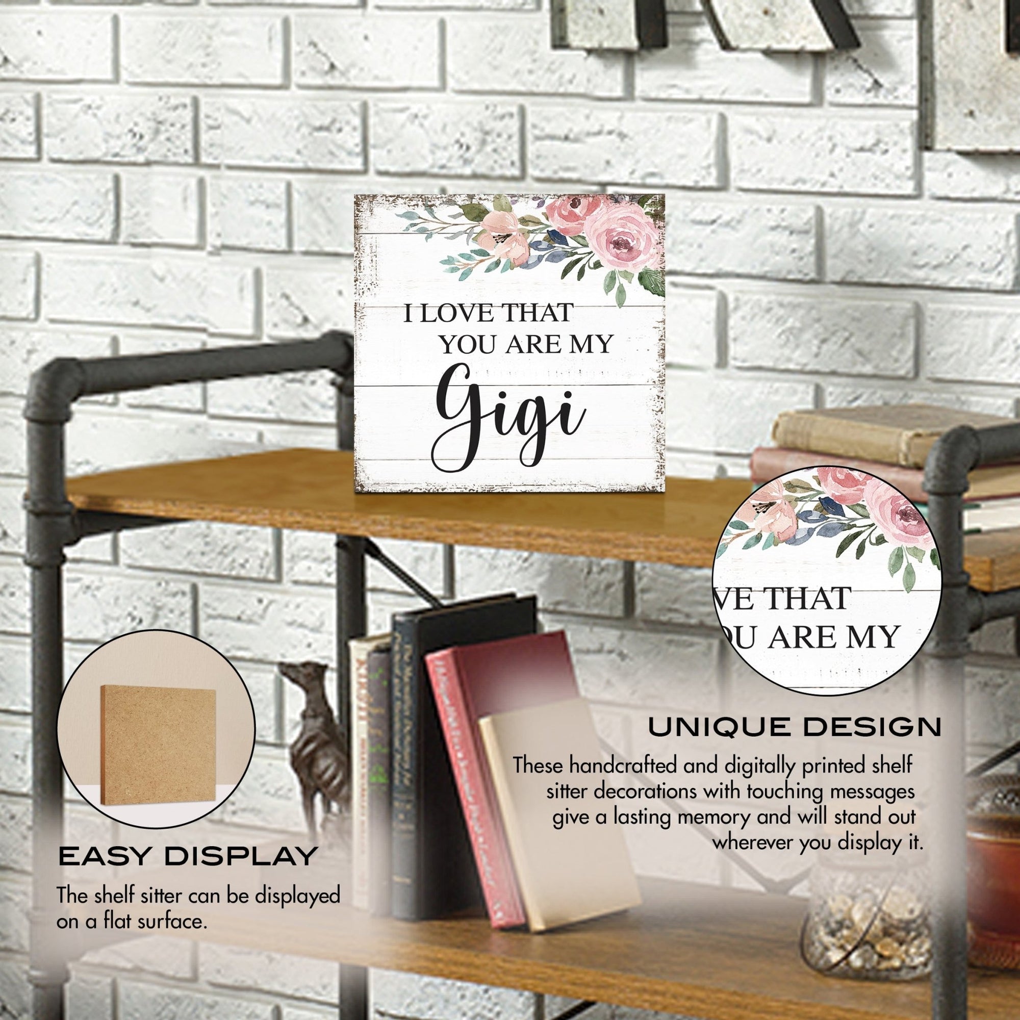 Wooden Unique Shelf Decor and Table Top Signs for Grandmother - I Love That You Are - LifeSong Milestones