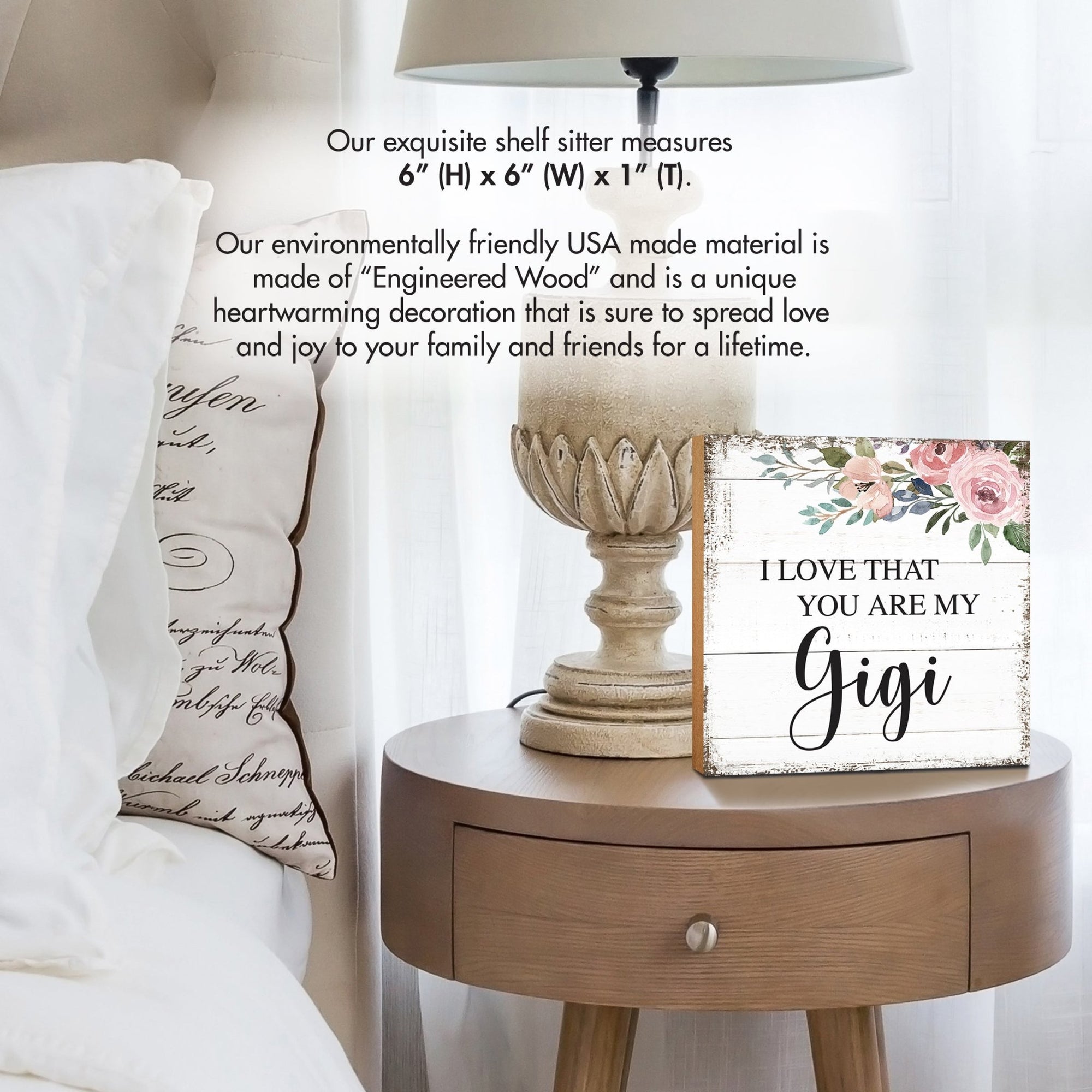 Wooden Unique Shelf Decor and Table Top Signs for Grandmother - I Love That You Are - LifeSong Milestones