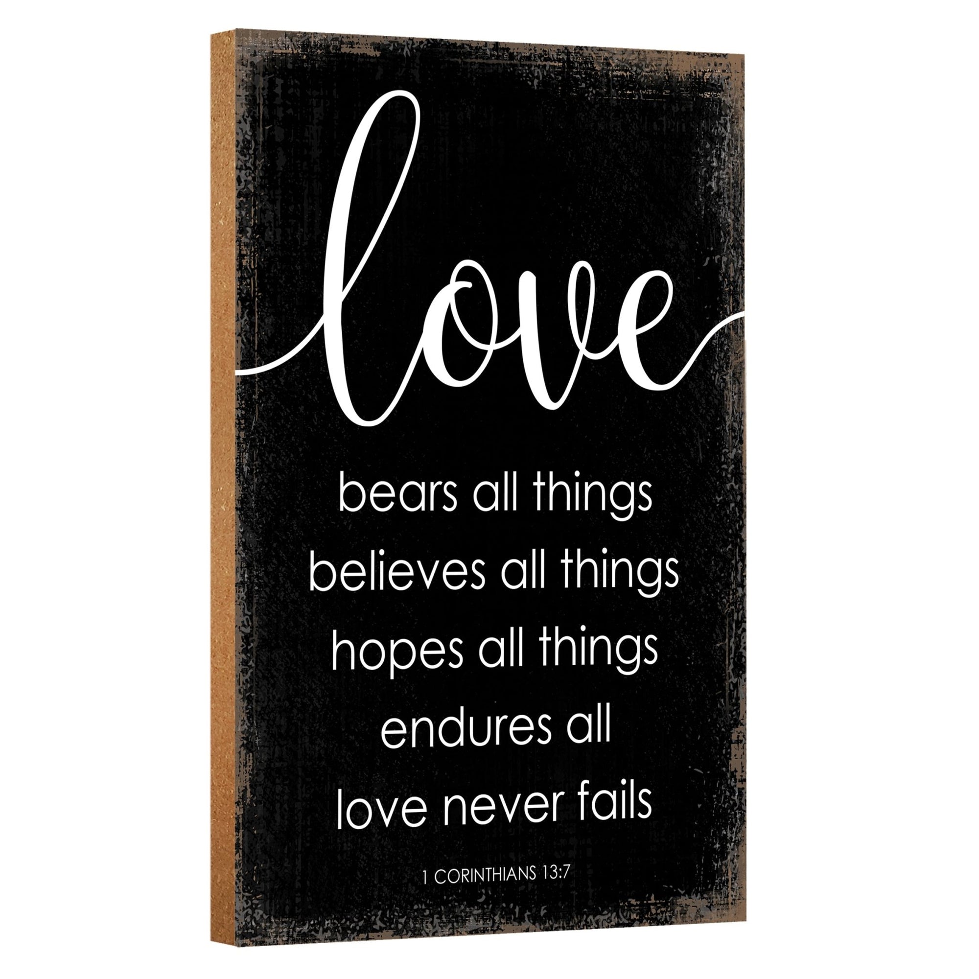 Wooden Unique Shelf Décor and Tabletop Signs - Love Bears All Things - LifeSong Milestones