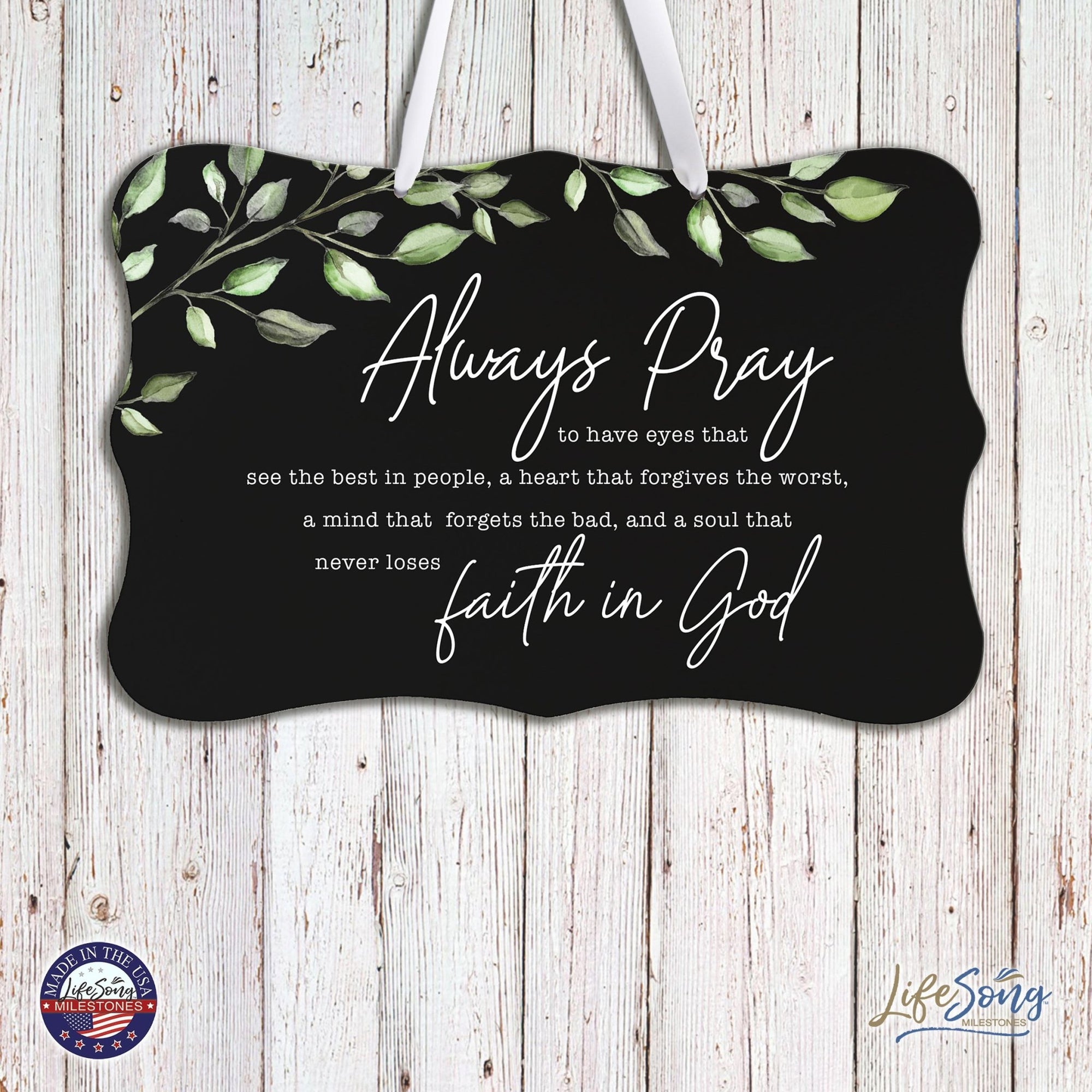 Wooden Wall Hanging Sign for Home Decorations 8x12 - Always Pray (Leaves) - LifeSong Milestones