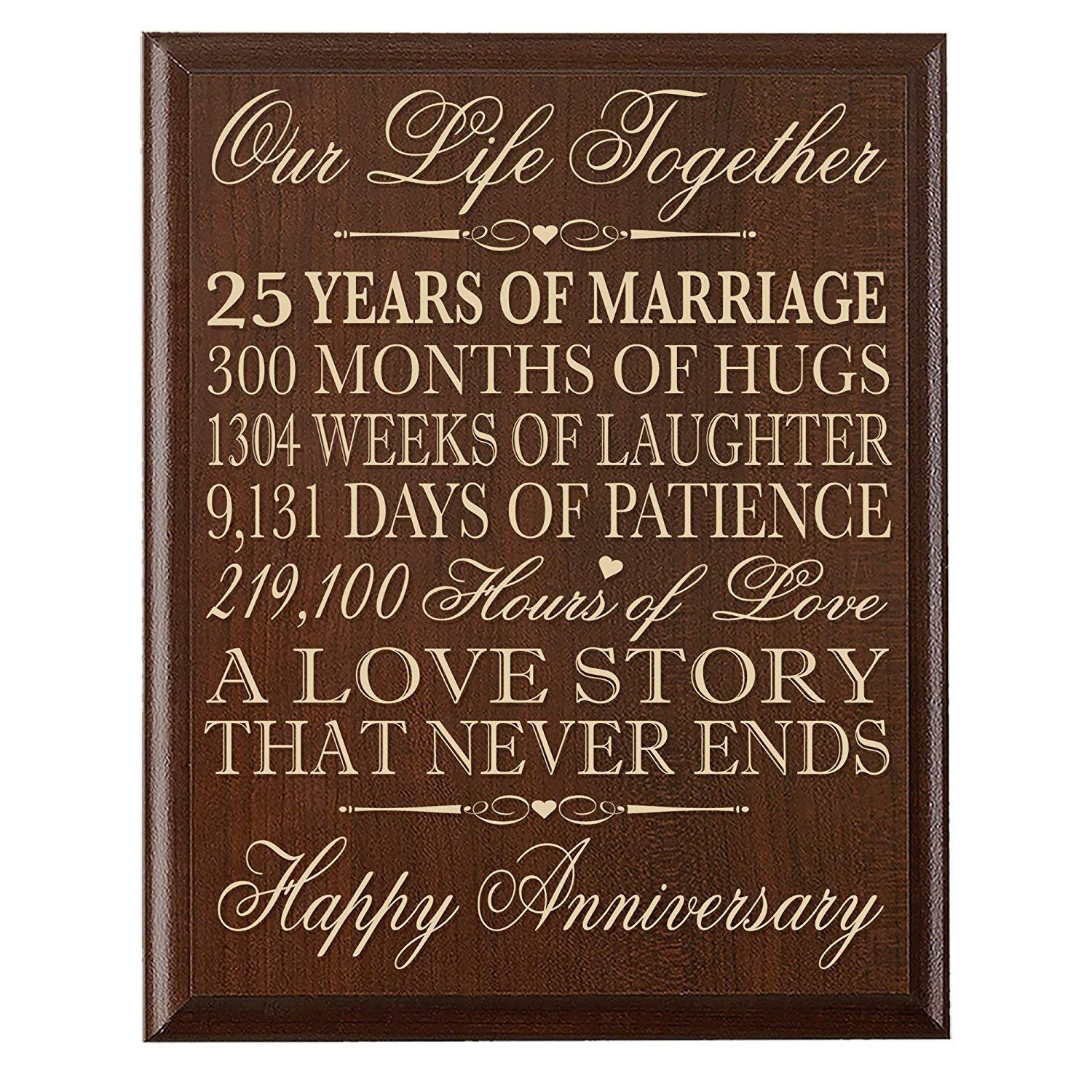 Twenty Fifth Wedding Anniversary Gift Wall Plaque Our Life Together ...