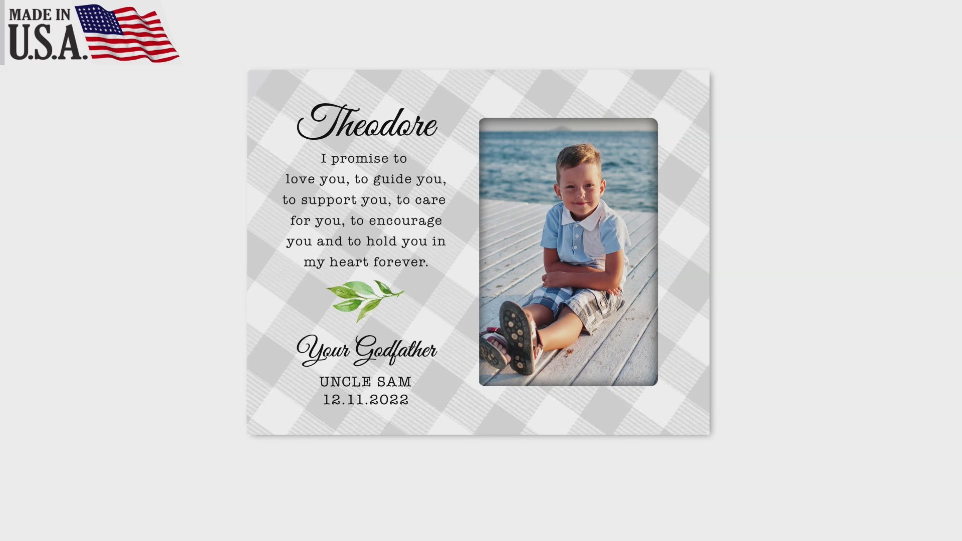 Personalized Wooden Picture Frame for Godson