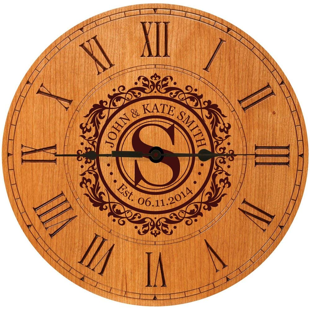 Beautiful Floral Decorative Double Sided Quartz Wall Clock Wooden Silent  Used for Home and Outdoor, Best