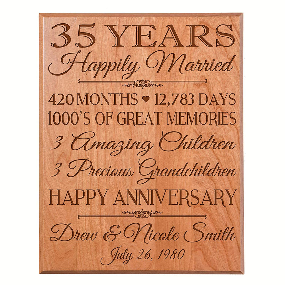 Personalized 35th Anniversary Wall Plaque - Happily Married - LifeSong ...