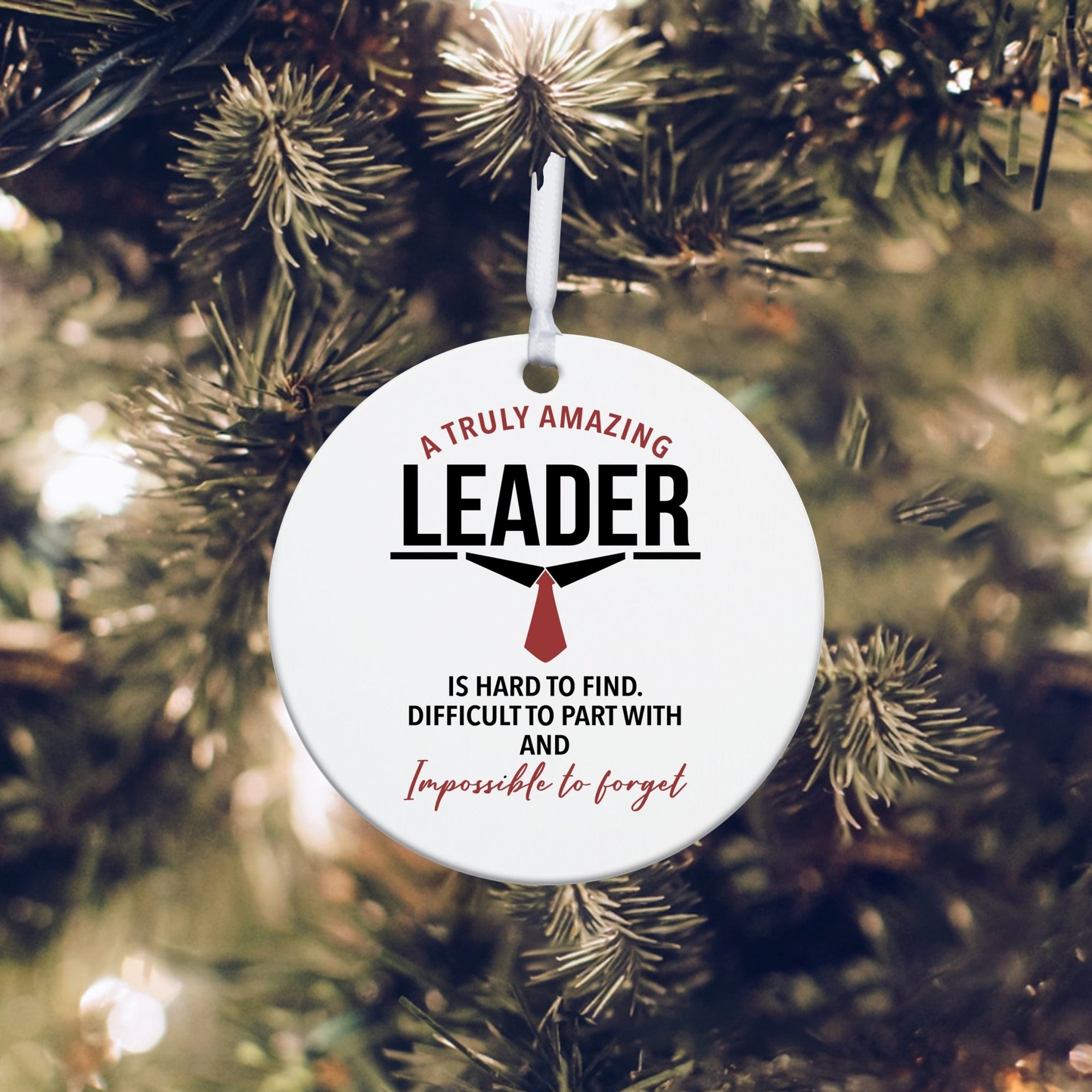 Boss / Leader White Ornament With Inspirational Message Gift Ideas - A Truly Amazing Leader - LifeSong Milestones