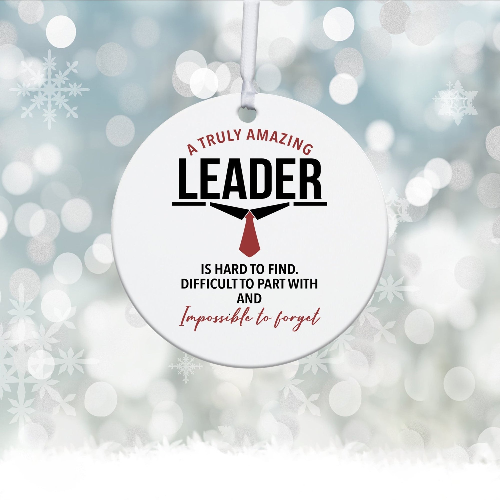 Boss / Leader White Ornament With Inspirational Message Gift Ideas - A Truly Amazing Leader - LifeSong Milestones