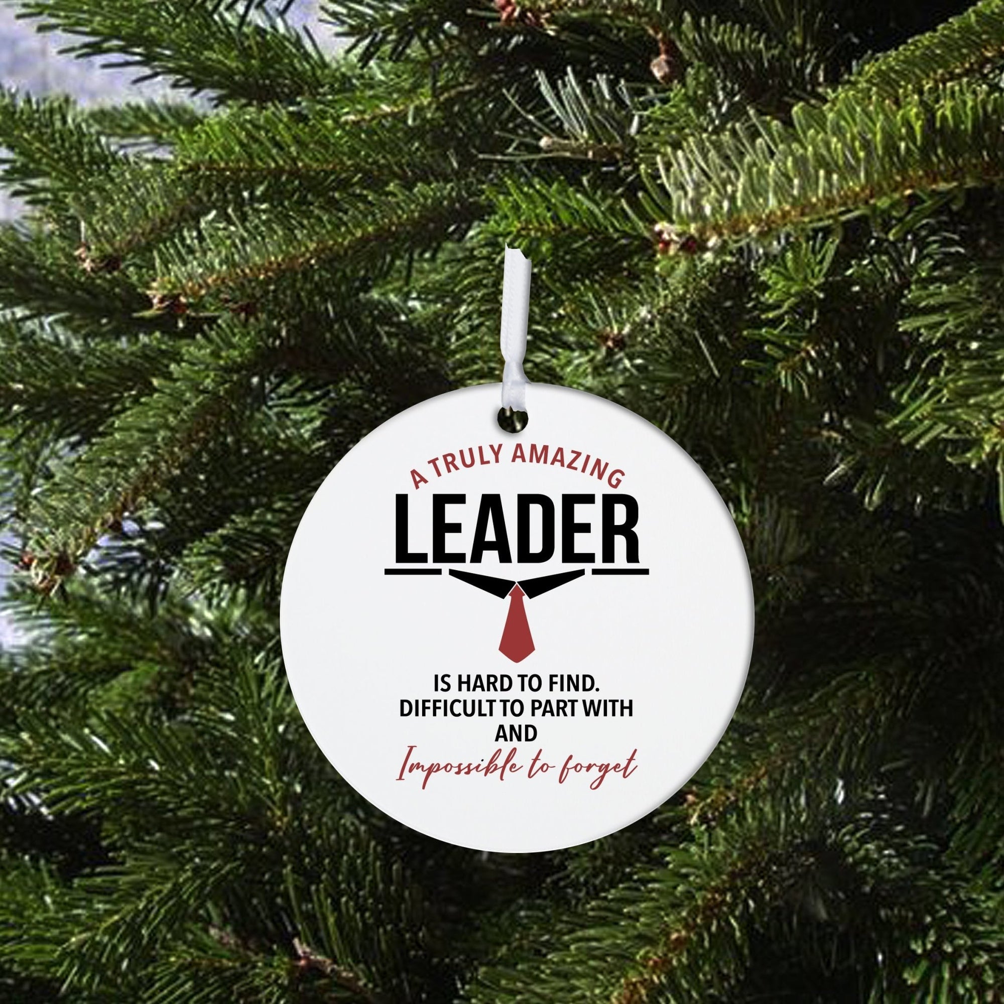 Boss / Leader White Ornament With Inspirational Message Gift Ideas - A Truly Amazing Leader - LifeSong Milestones