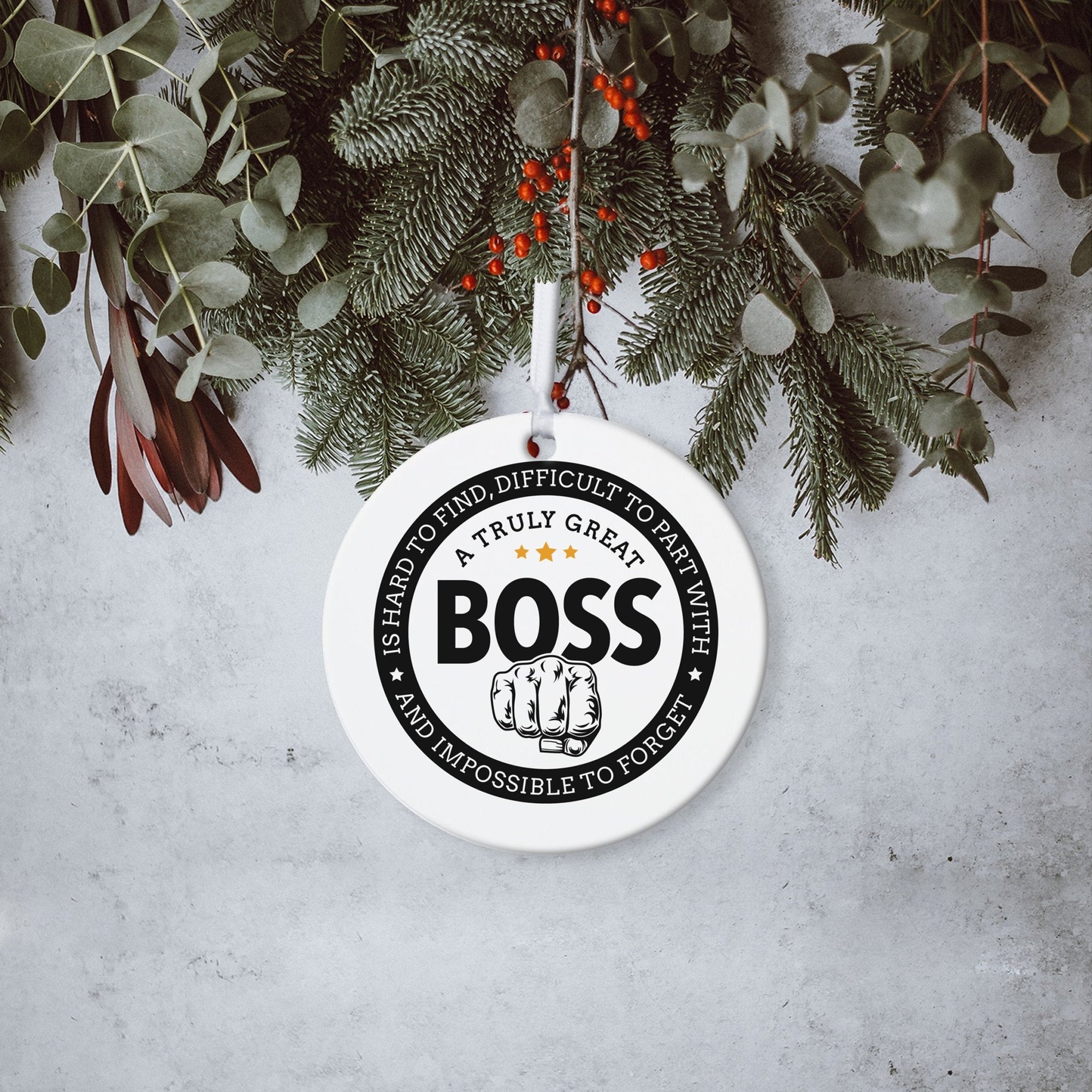 Boss / Leader White Ornament With Inspirational Message Gift Ideas - A truly Great Boss - LifeSong Milestones