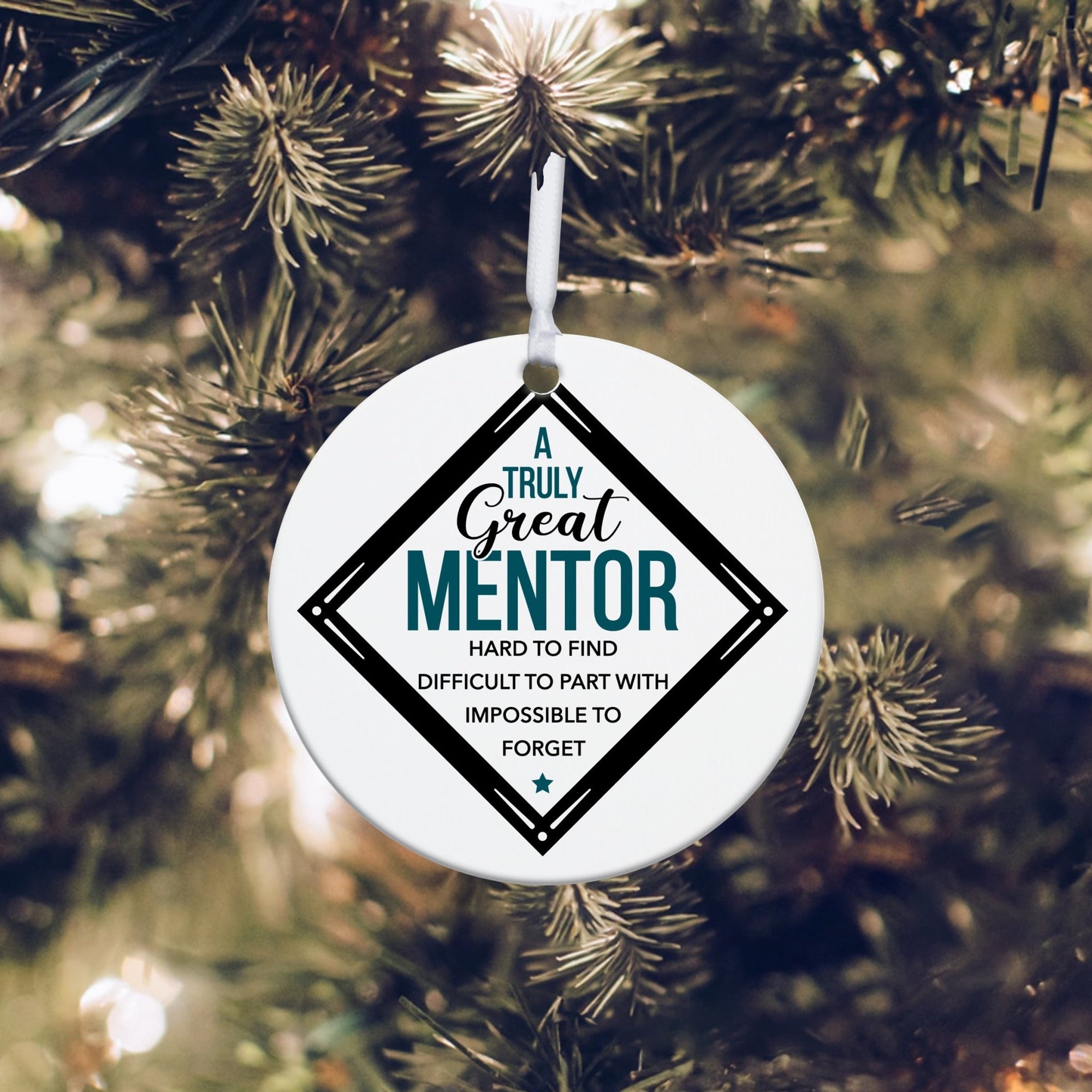 Boss / Leader White Ornament With Inspirational Message Gift Ideas - A Truly Great Mentor - LifeSong Milestones