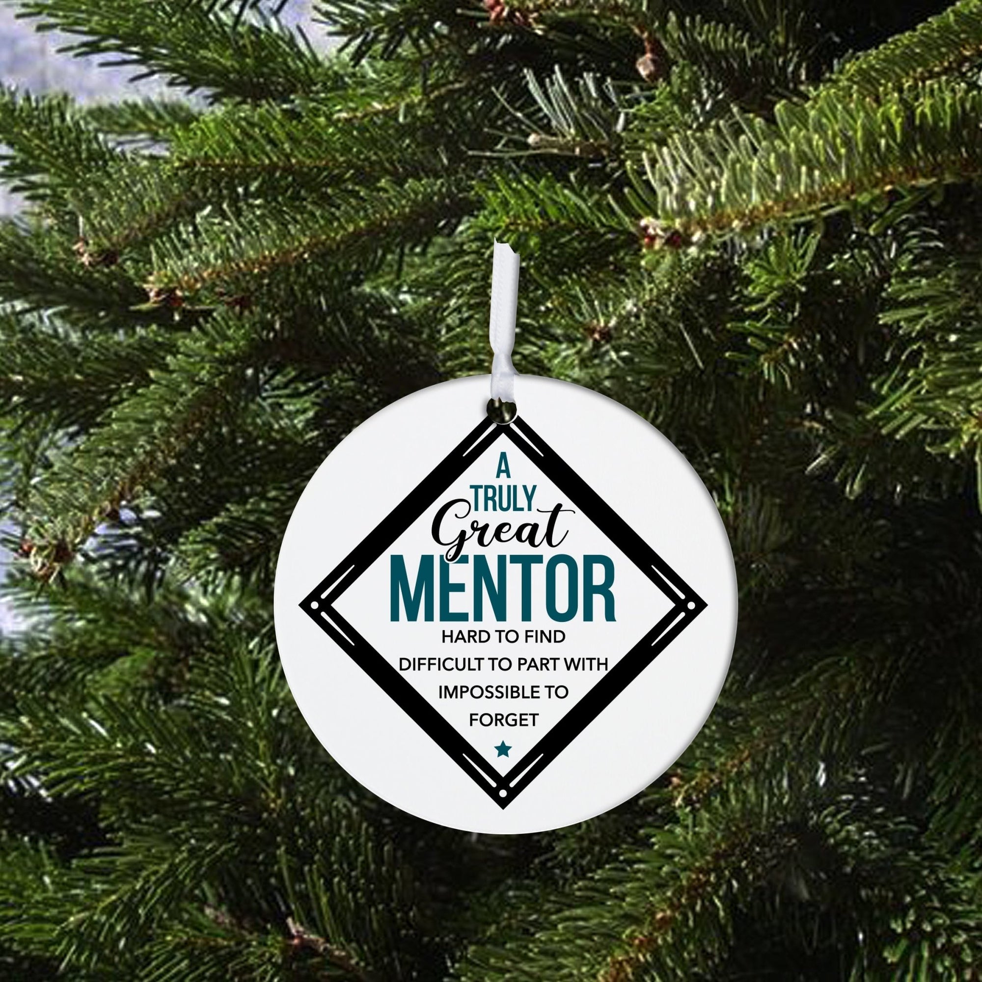 Boss / Leader White Ornament With Inspirational Message Gift Ideas - A Truly Great Mentor - LifeSong Milestones