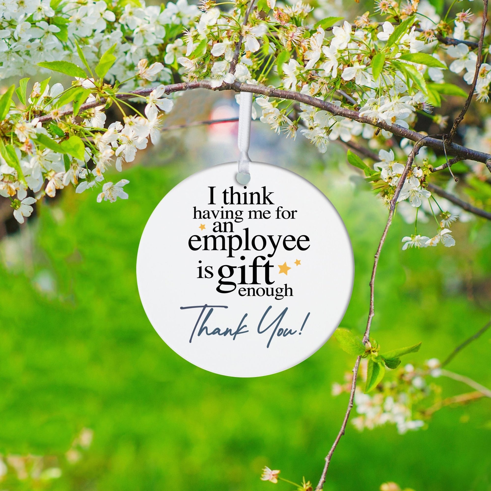 Boss / Leader White Ornament With Inspirational Message Gift Ideas - I think having me as an employee - LifeSong Milestones