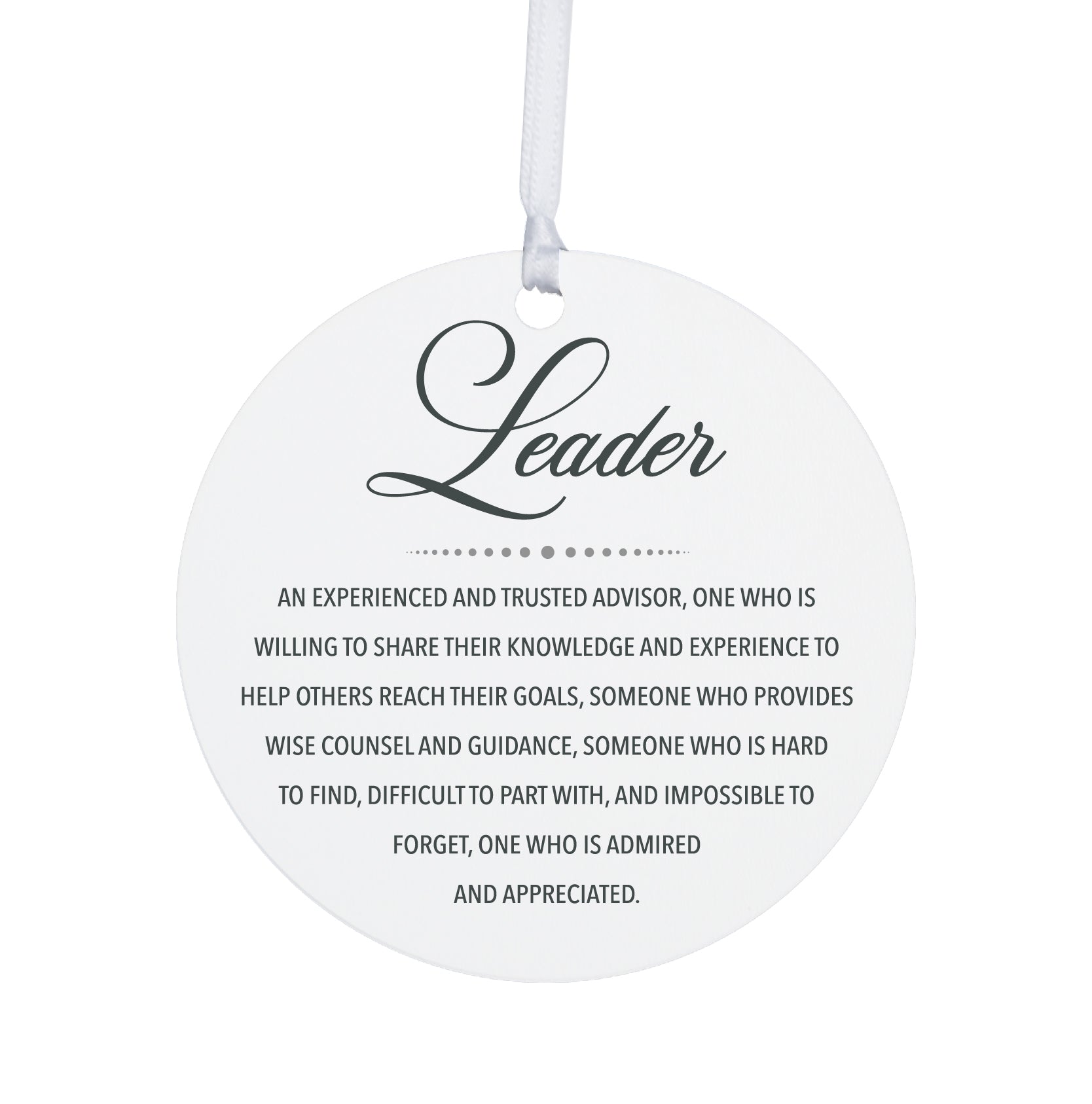 Boss / Leader White Ornament With Inspirational Message Gift Ideas - Leader (n.) - LifeSong Milestones