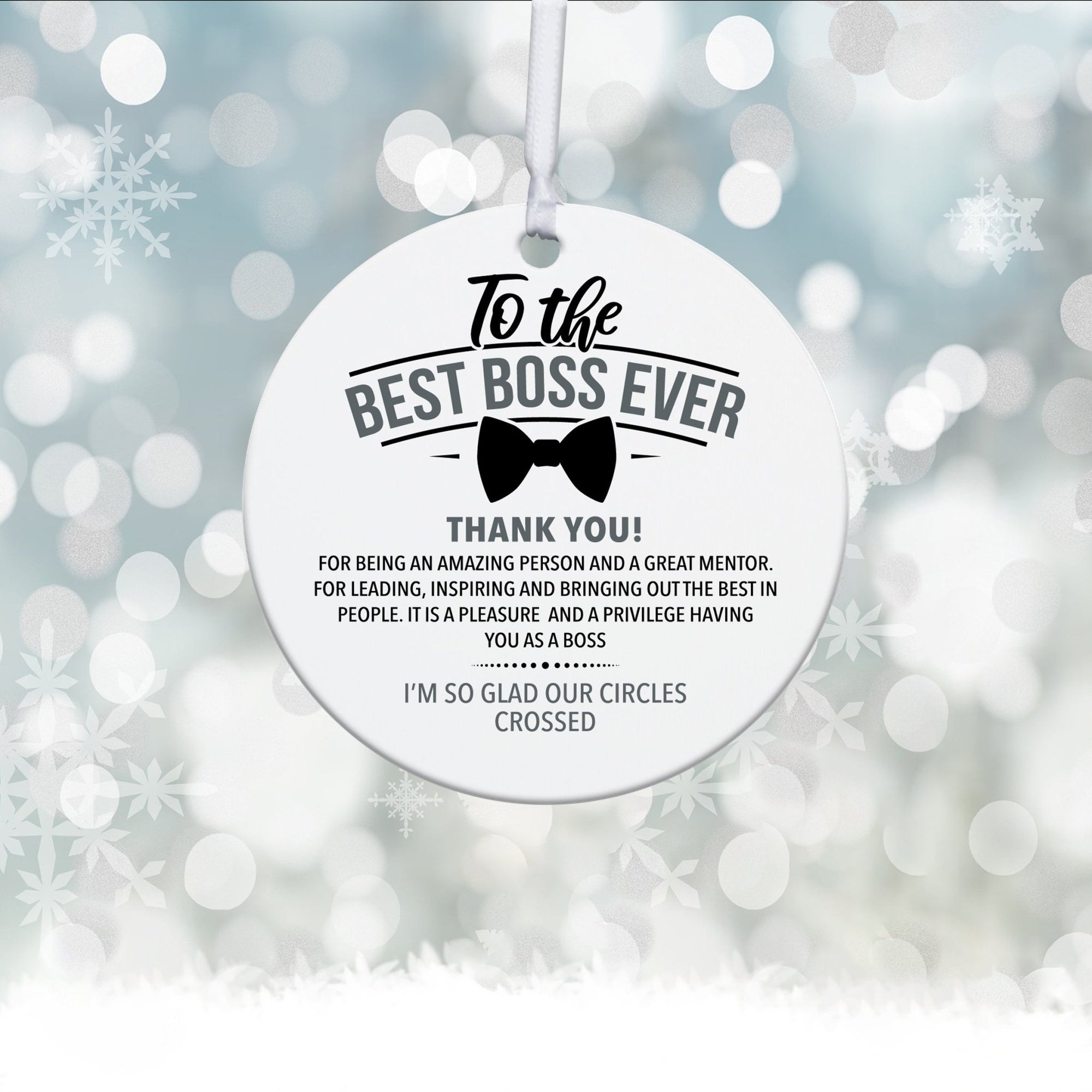 Boss / Leader White Ornament With Inspirational Message Gift Ideas - To The Best Boss Ever - LifeSong Milestones