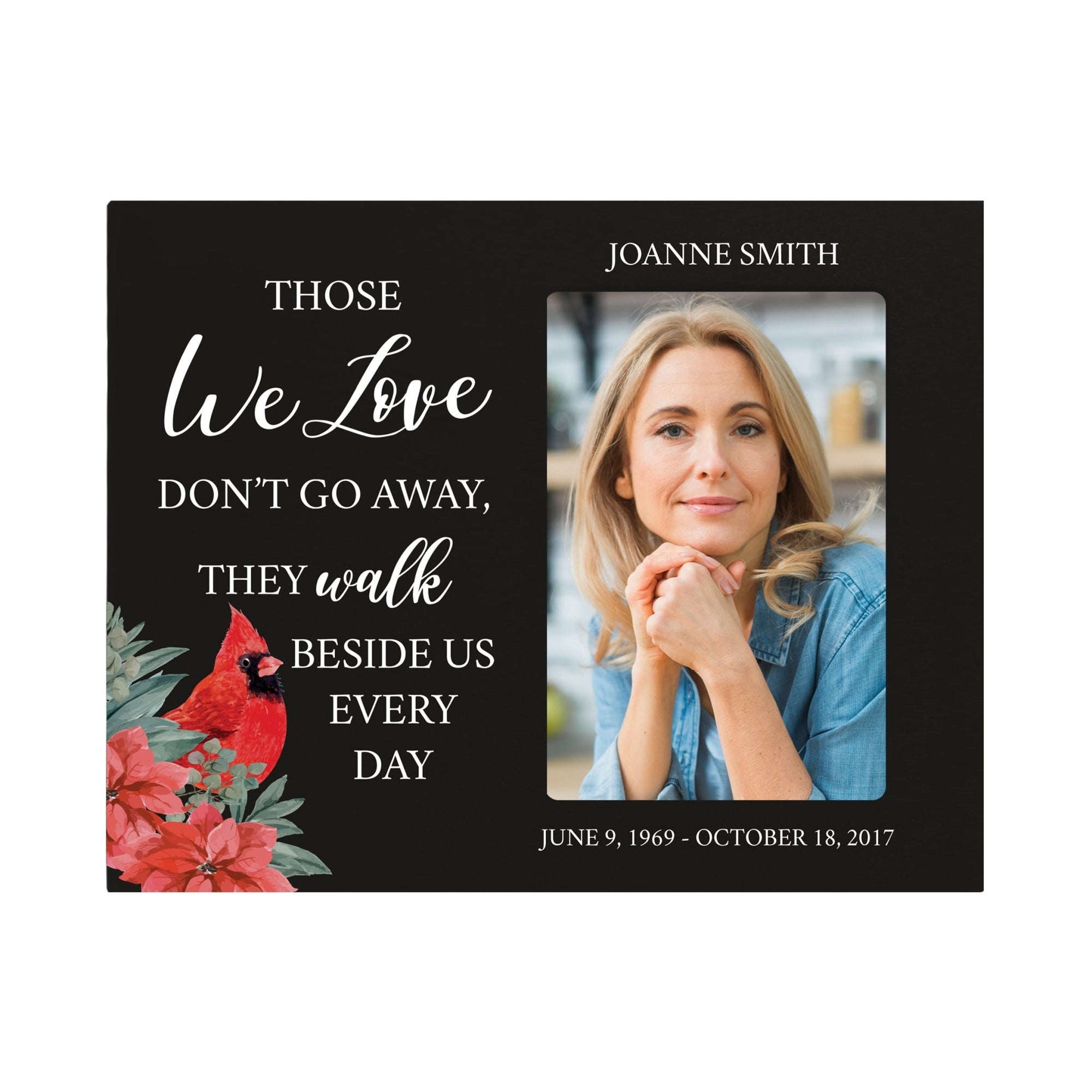 Custom Cardinal Wooden Memorial 8x10 Picture Frame holds 4x6 photo Those We Love - LifeSong Milestones